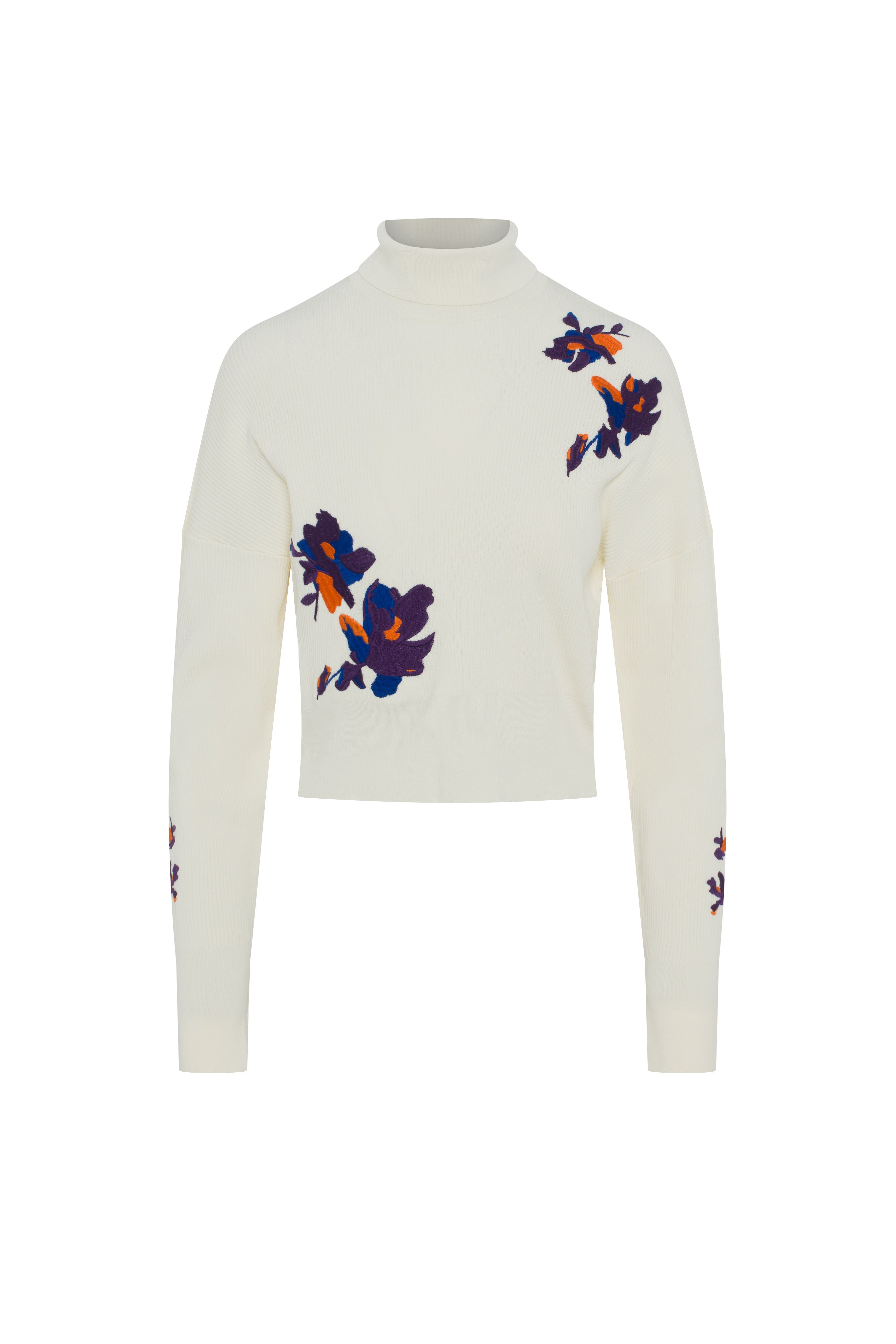Embroidered Knit Mock Neck in Cream by Versatile