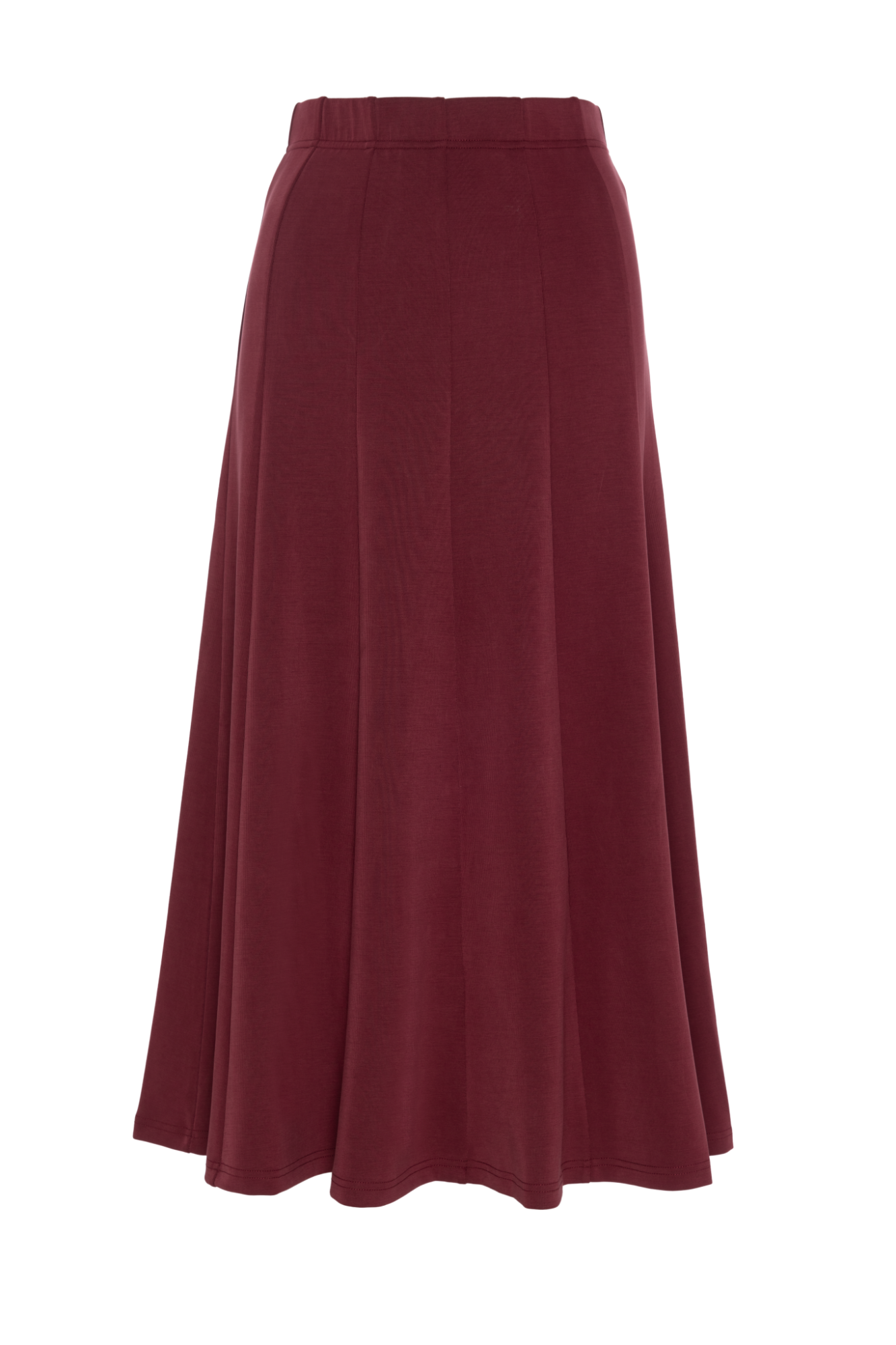 Ribbed Paneled Midi Skirt in Burgundy by Spades