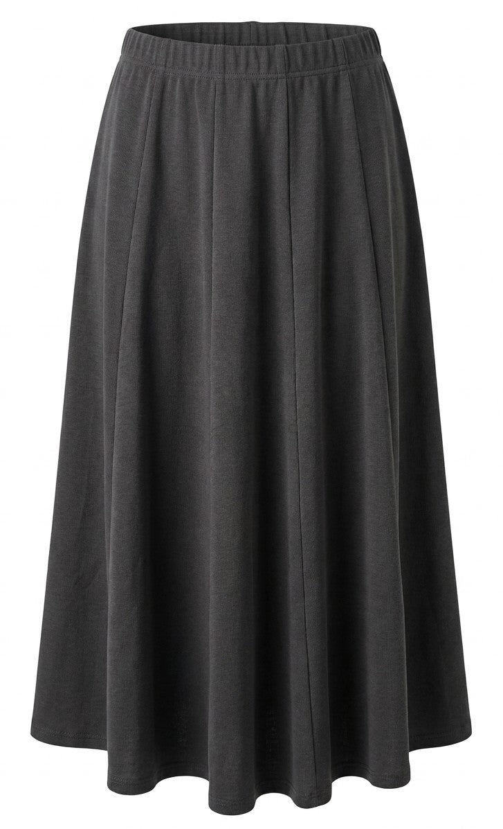 Ribbed Paneled Midi Skirt in Charcoal by Spades