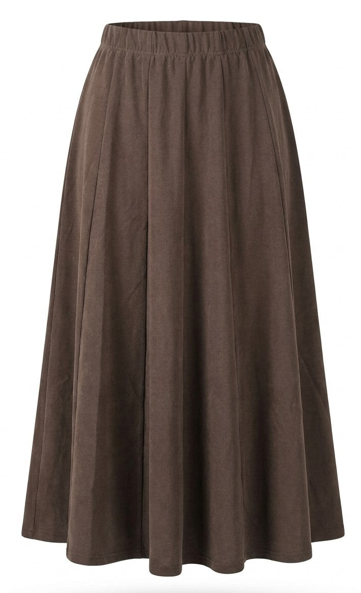 Ribbed Paneled Midi Skirt in Chocolate by Spades