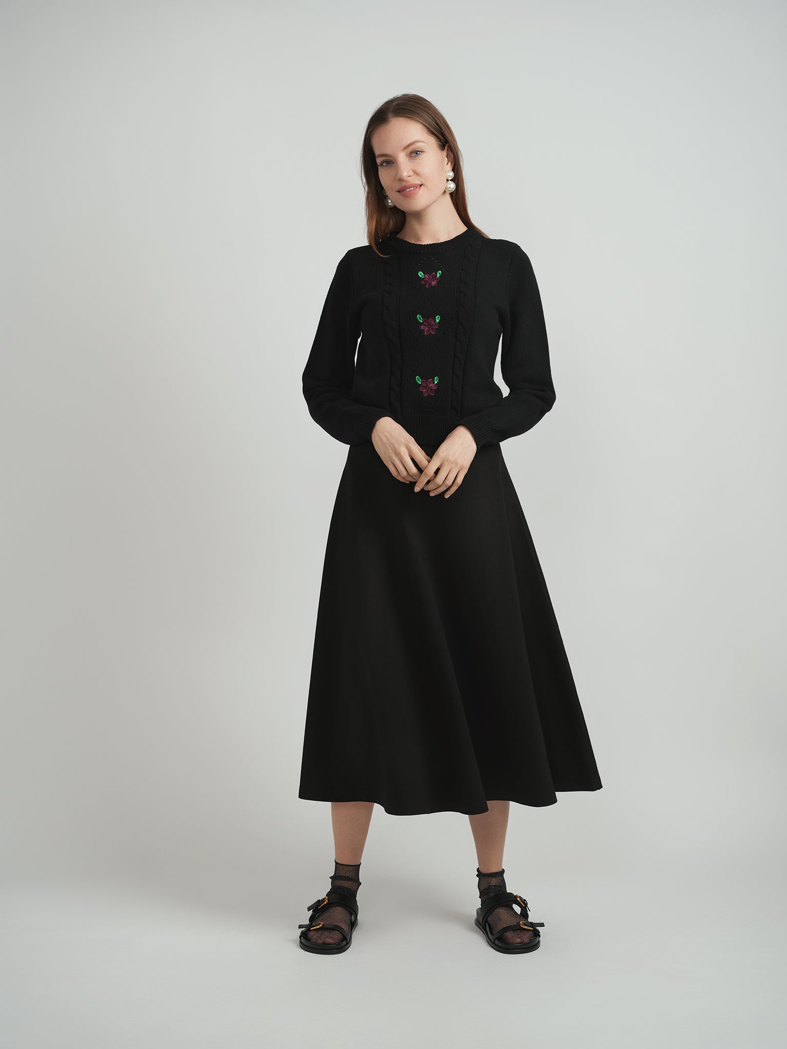 Cable Knit With Embroidery in by Diciannove