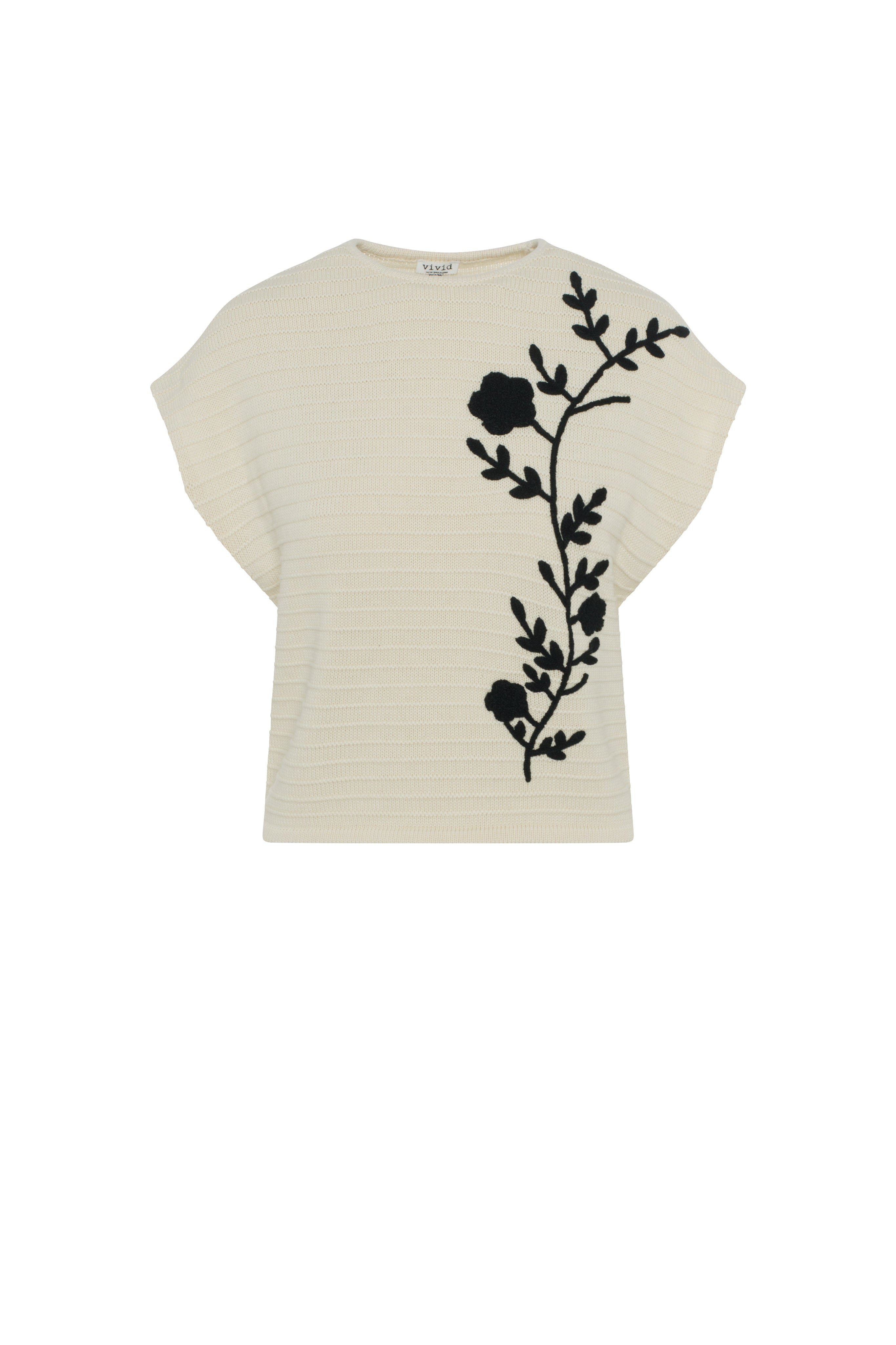 Floral Applique Sweater Vest in Cream by Vivid