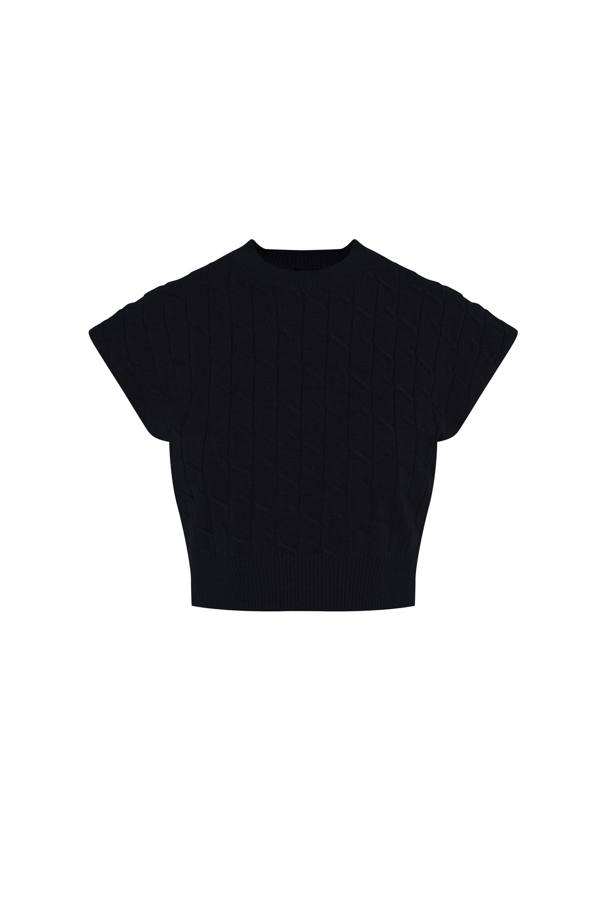 Cable Knit Vest in Black by BuHu