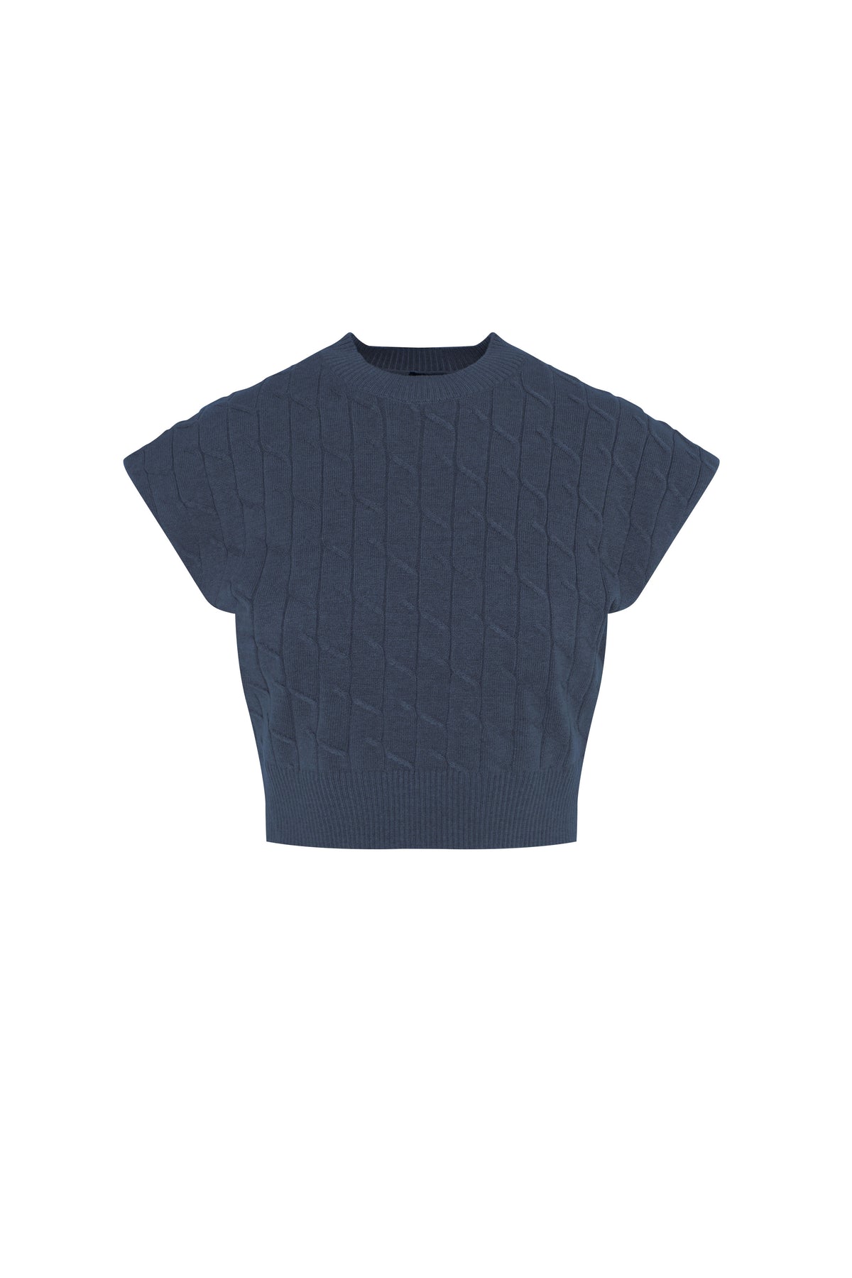 Cable Knit Vest in Steel Blue by BuHu