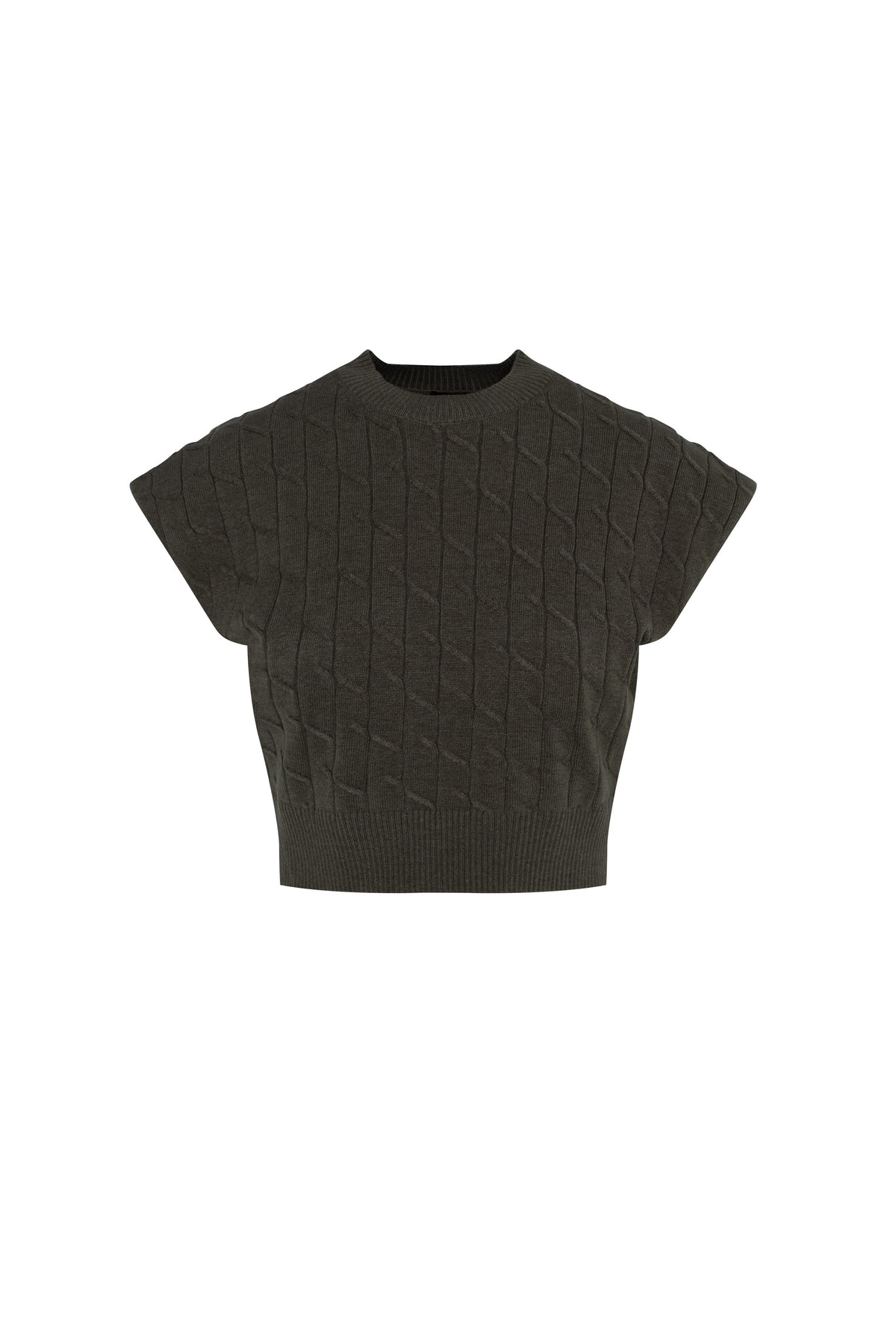 Cable Knit Vest in Dark Olive by BuHu