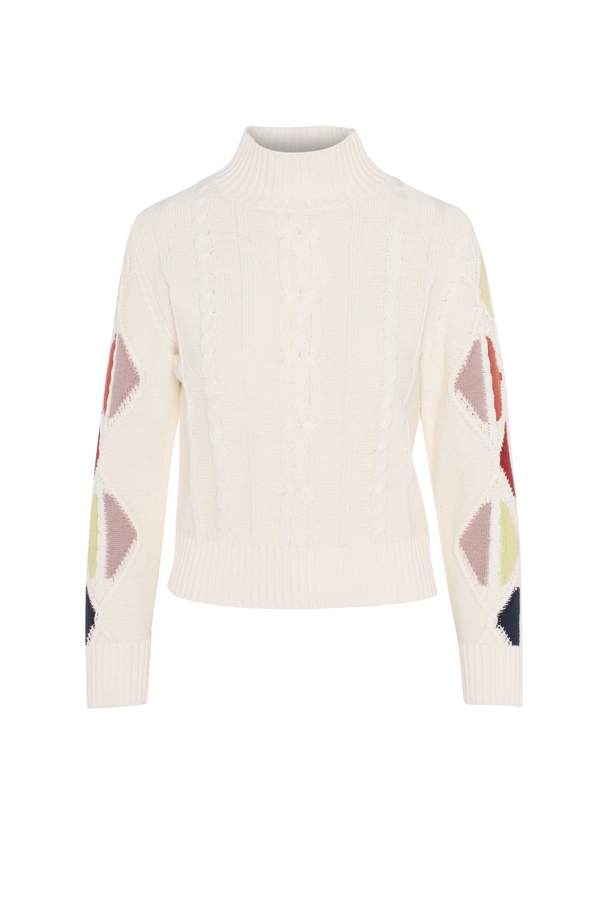 Color Blocked Cable Knit in Cream by Spades