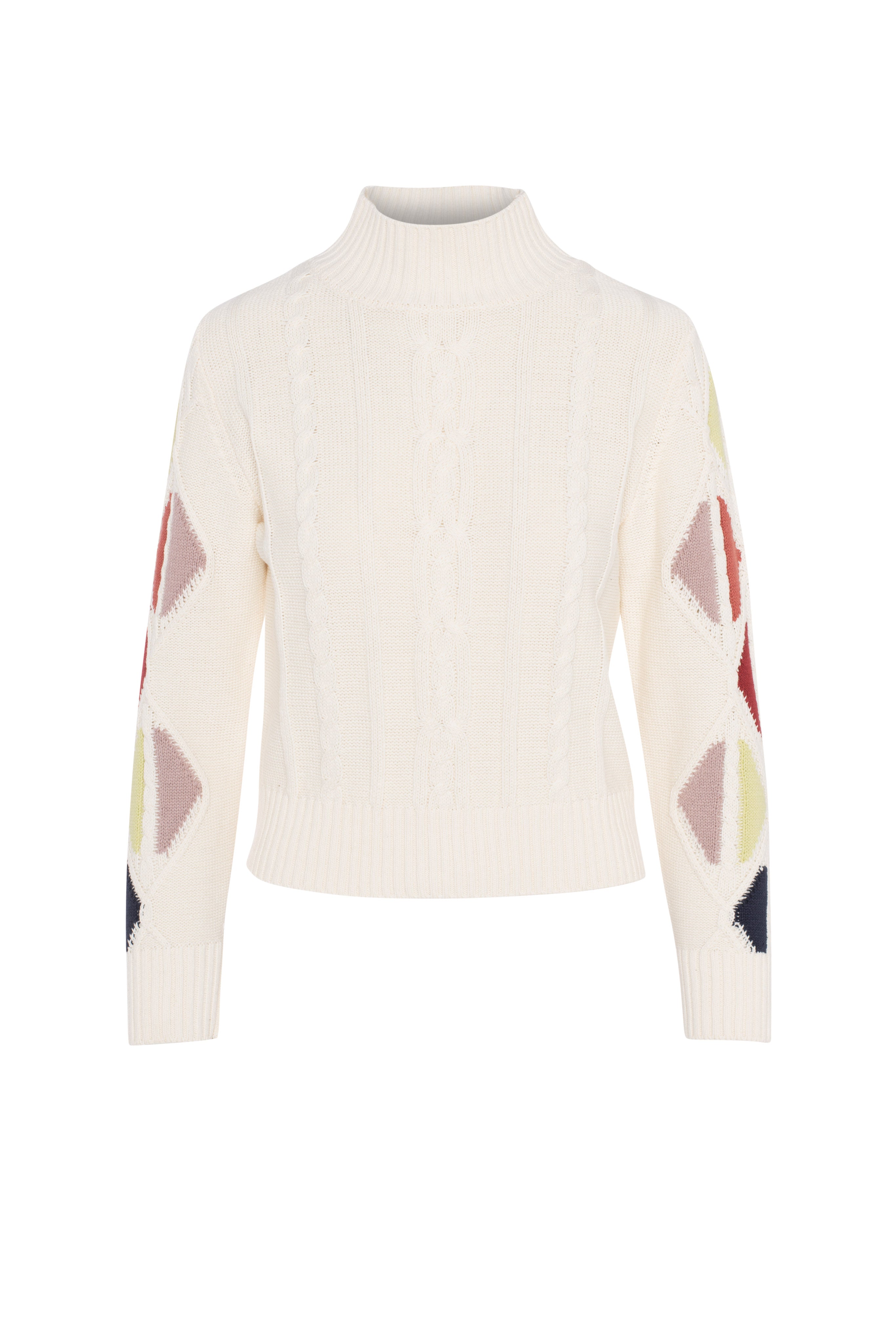 Color Blocked Cable Knit in Cream by Spades