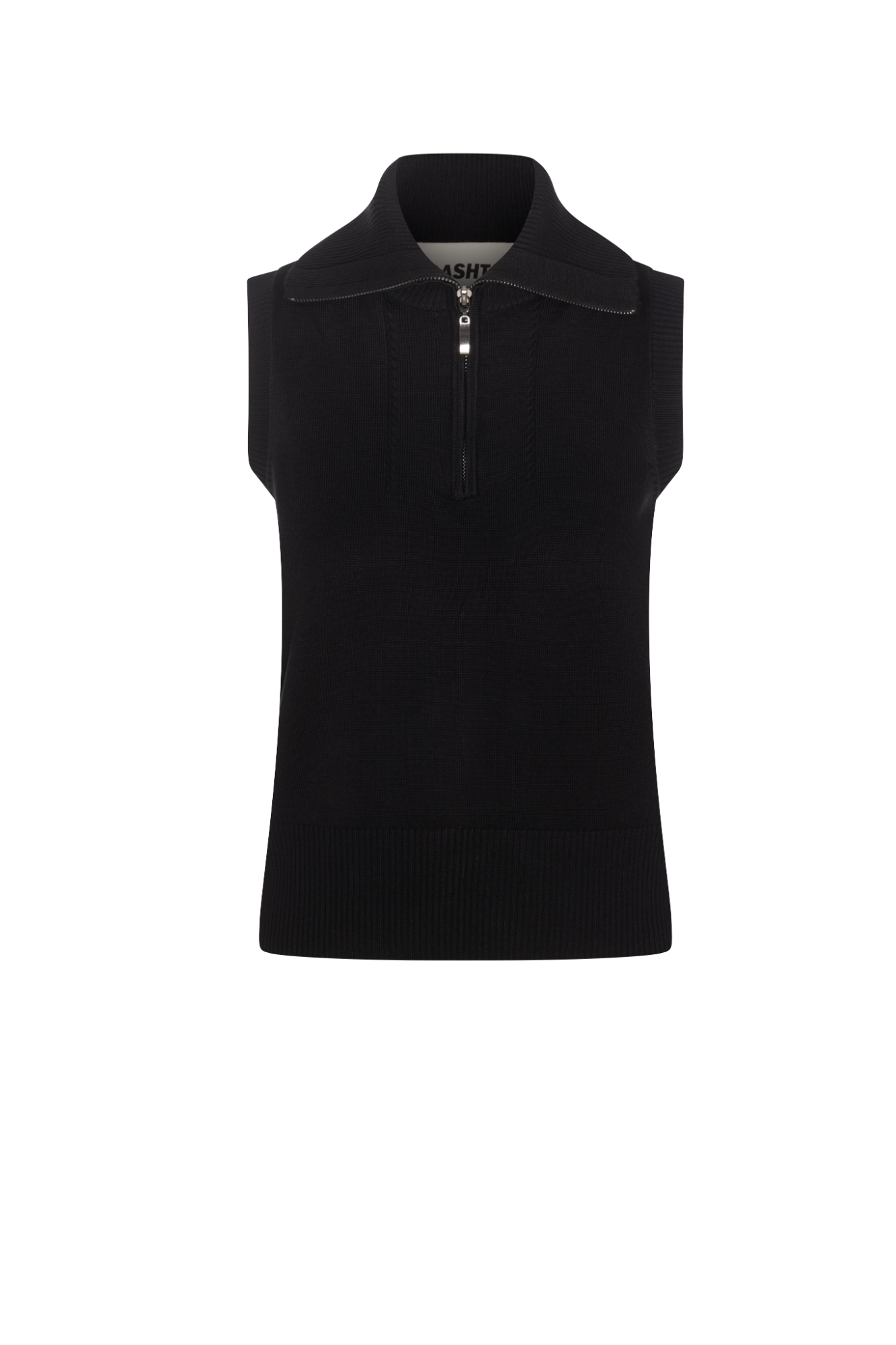 Knit Zip Vest in Black by Hashtag