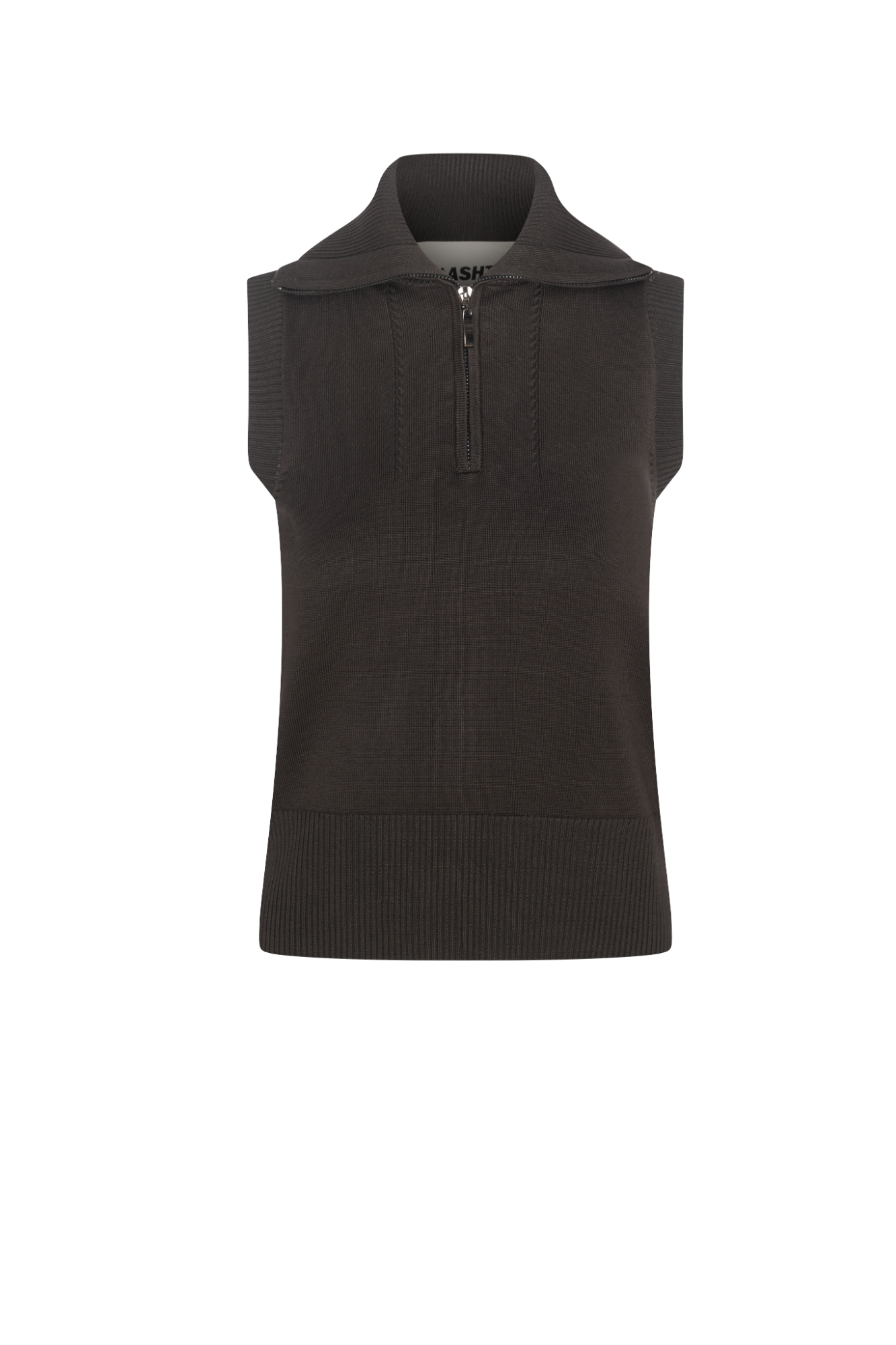 Knit Zip Vest in Dark Olive by Hashtag