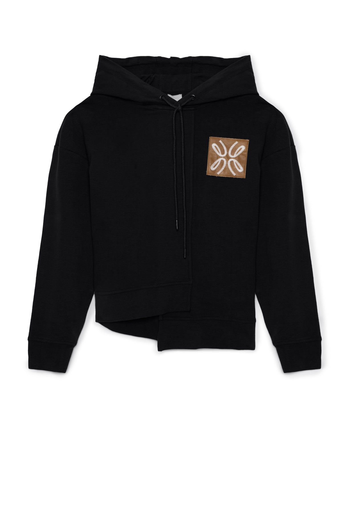 Asymmetrical French Fleece Hoodie in Black by Juli