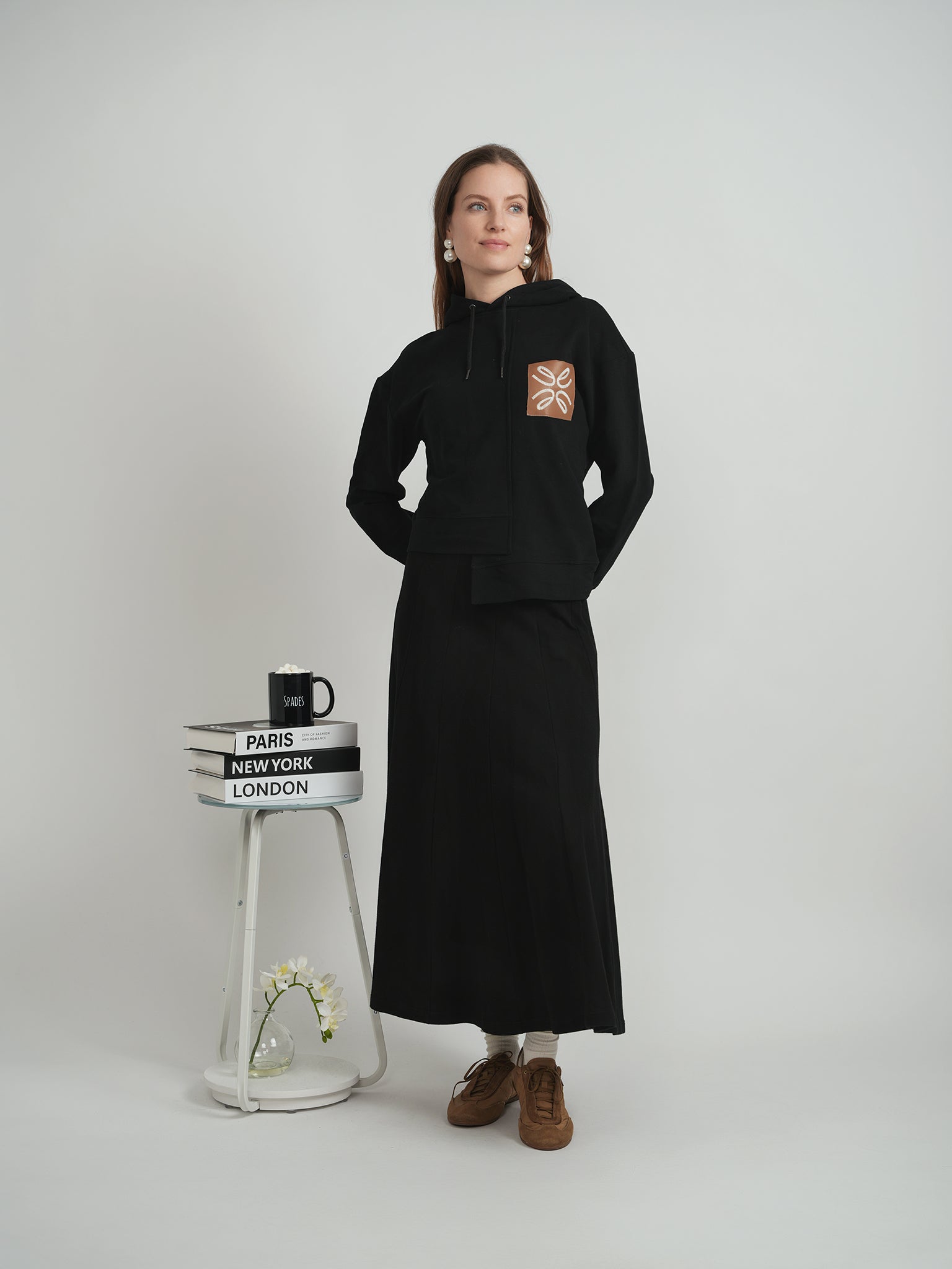 Asymmetrical French Fleece Hoodie in by Juli