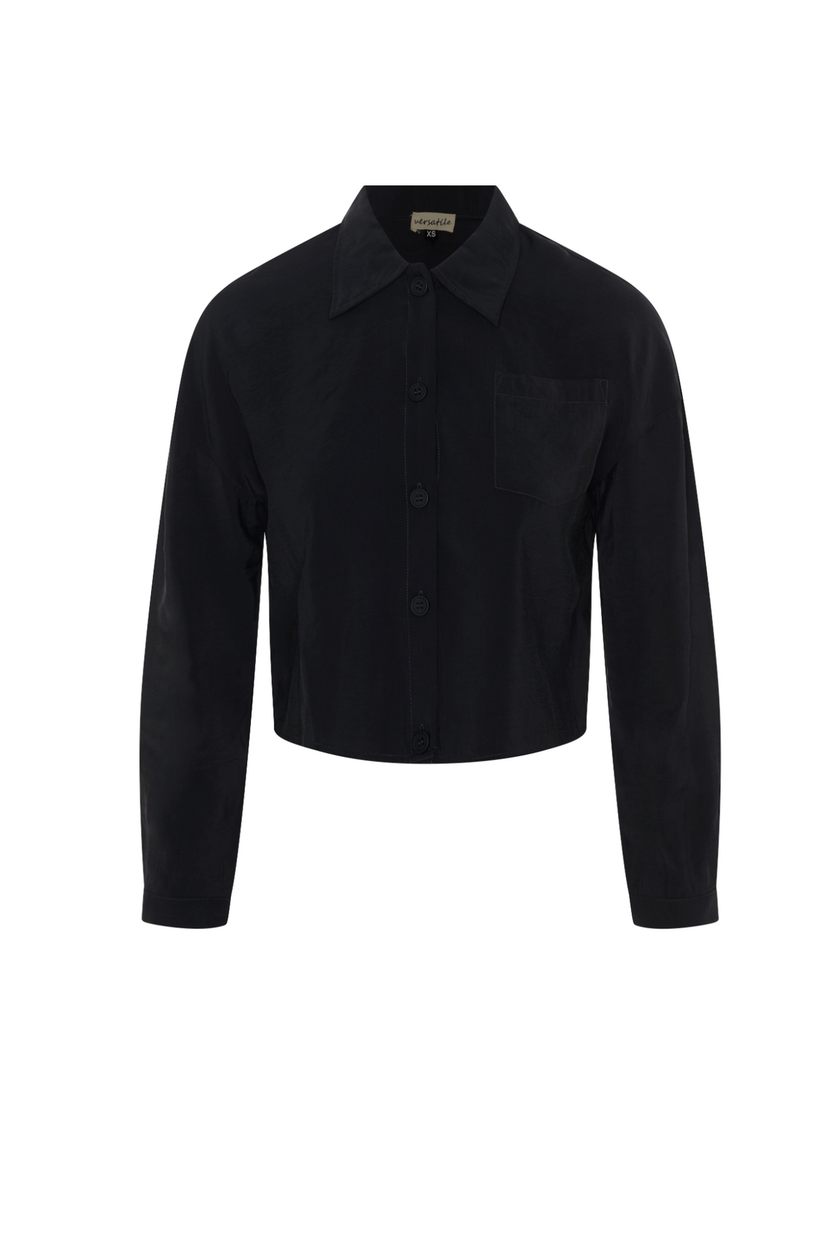 Copper Tencel Cropped Blouse in Black by Versatile