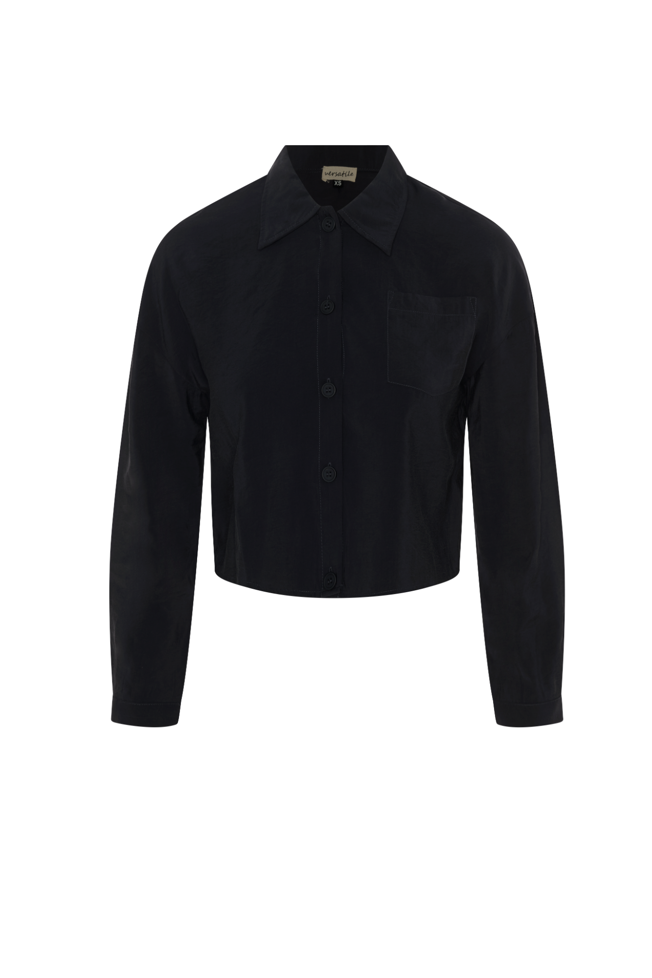 Copper Tencel Cropped Blouse in Black by Versatile