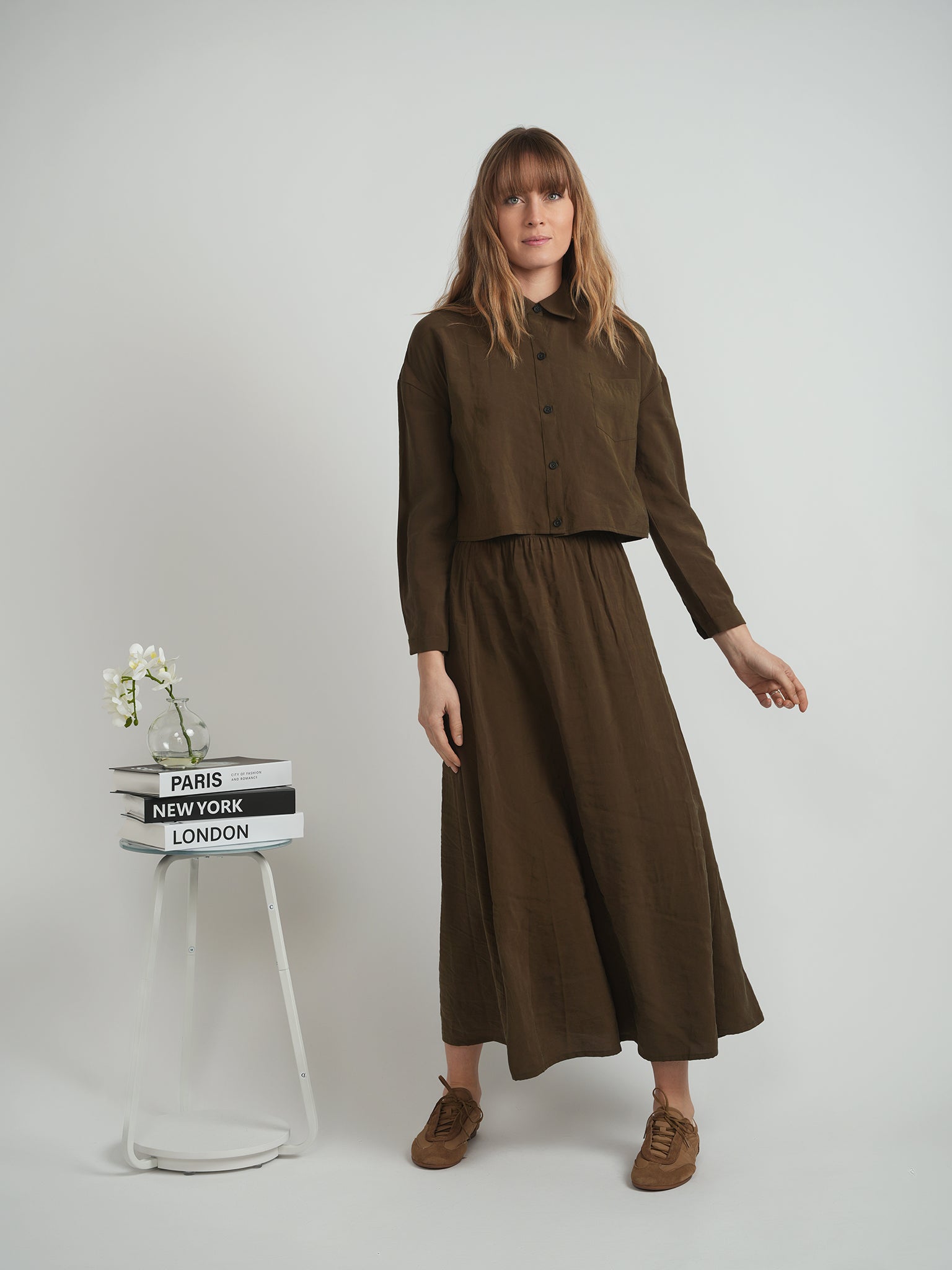 Copper Tencel Cropped Blouse in by Versatile