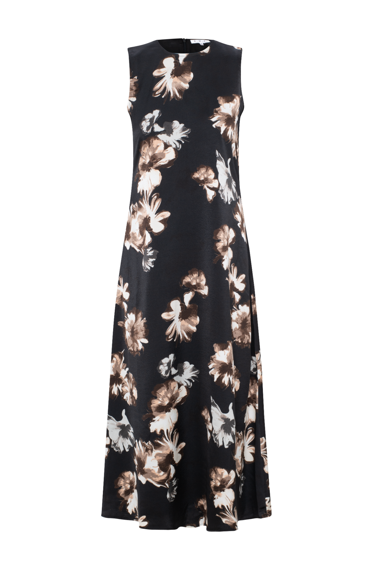 Printed Satin Maxi Jumper in Black by E.U.X. Exclusive