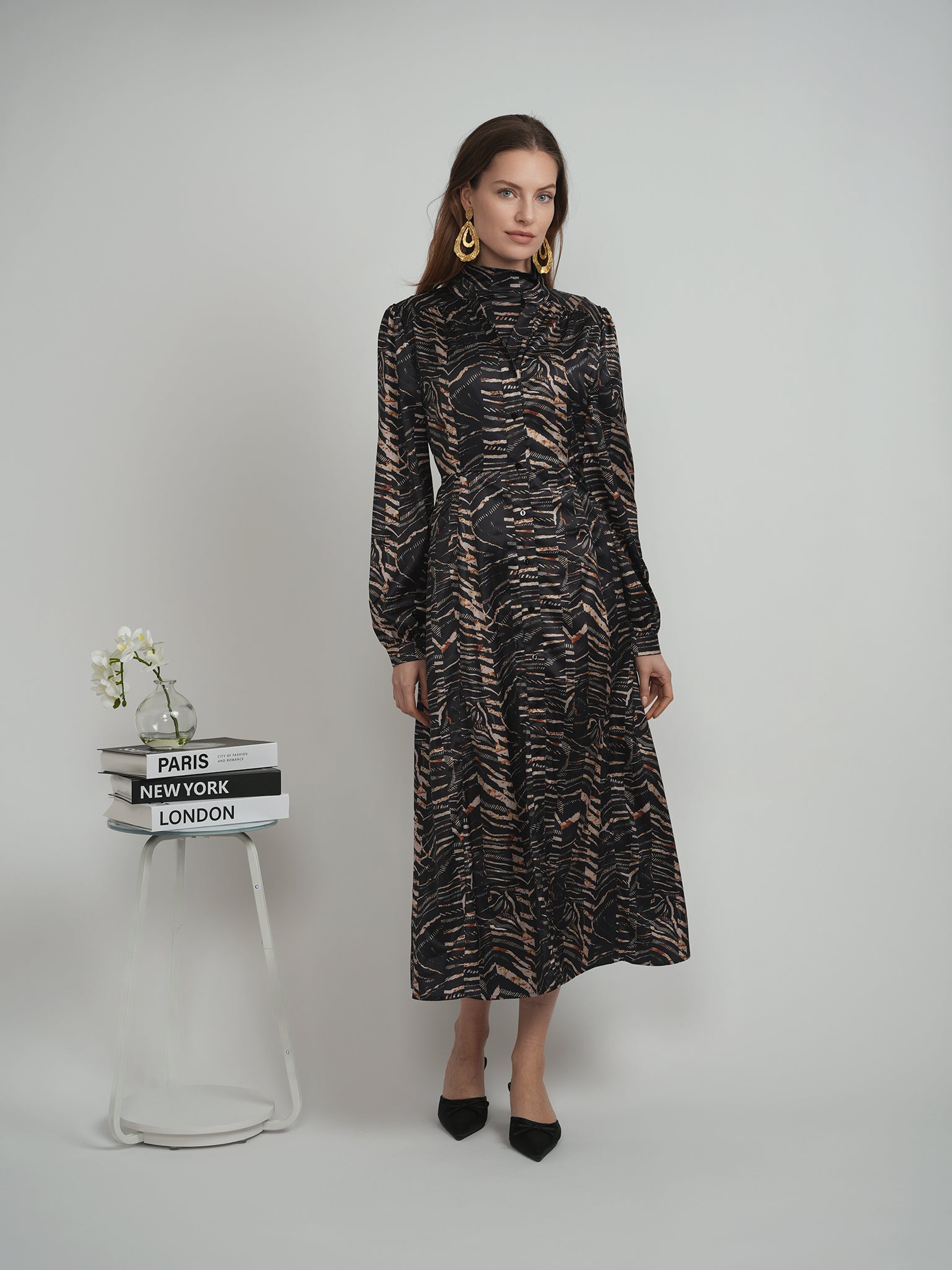 Printed Midi Dress Set in by The Norway Club