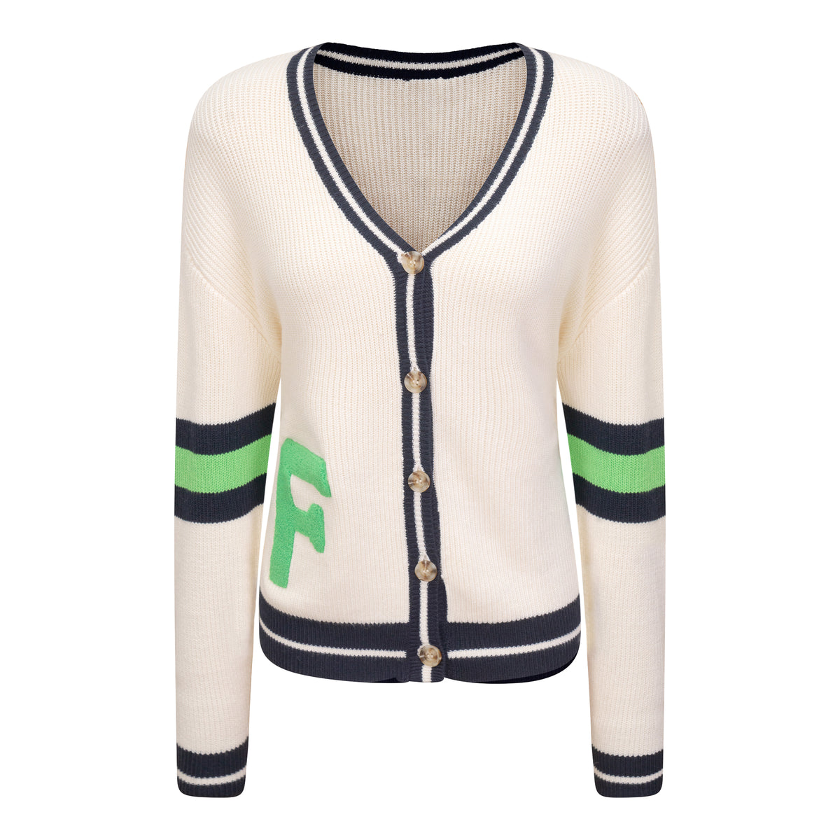 Knit Emblem Cardigan in Cream by Faves