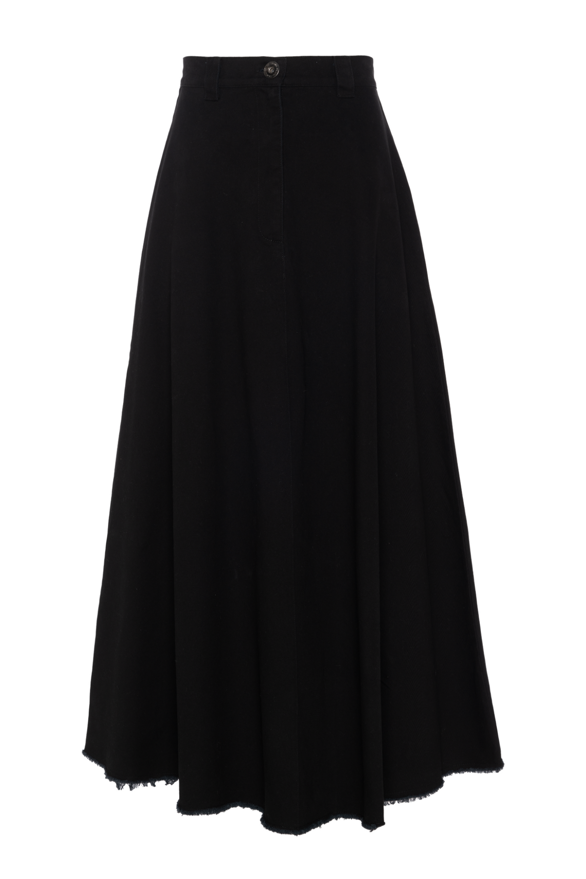 Maxi Twill A Line Skirt in Black by Faves