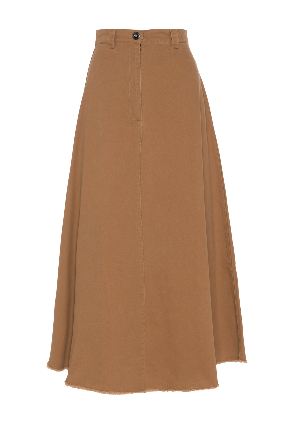 Maxi Twill A Line Skirt in Cognac by Faves
