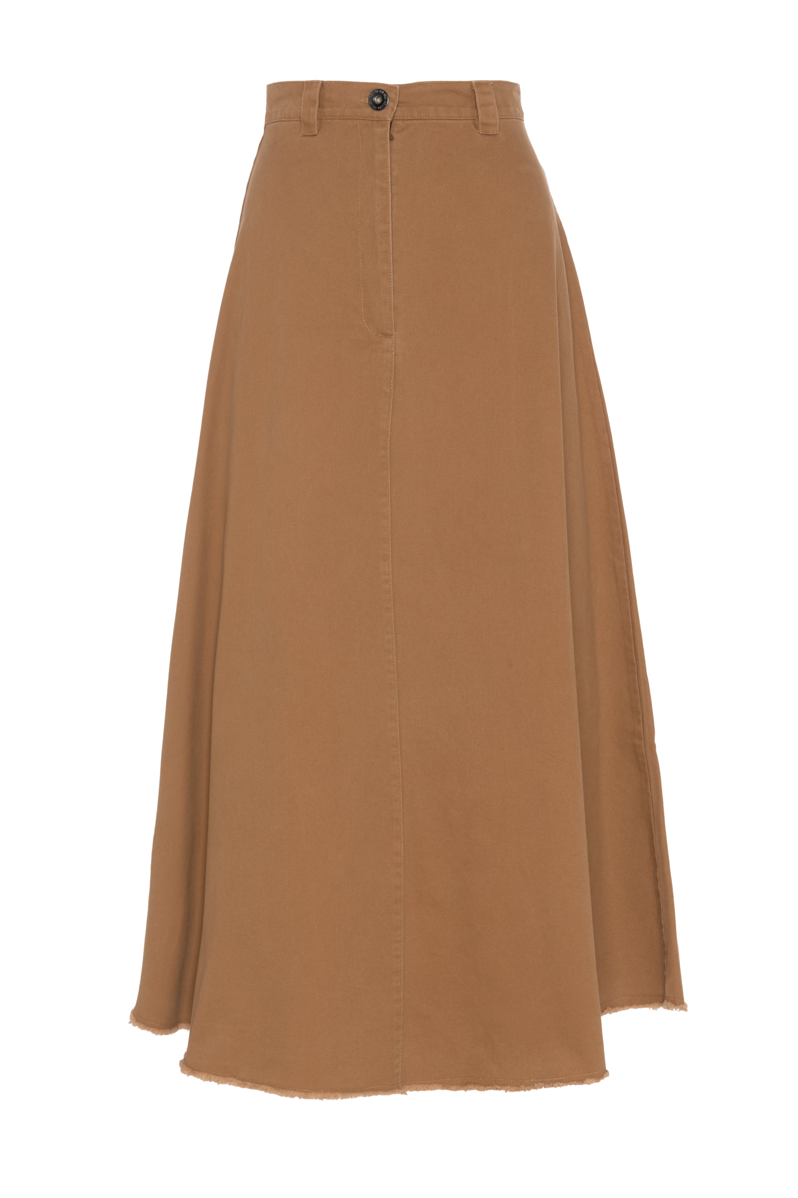 Maxi Twill A Line Skirt in Cognac by Faves