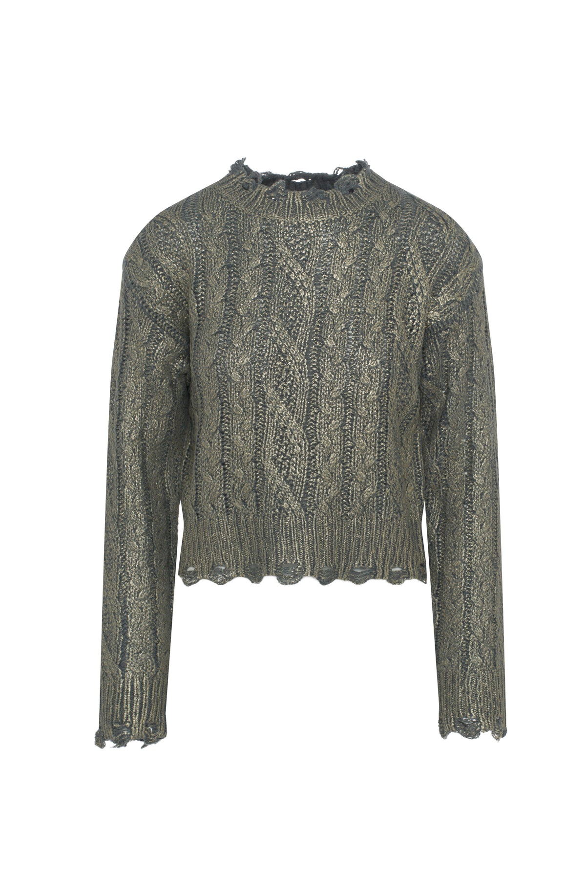 Cropped Metalic Cable Sweater