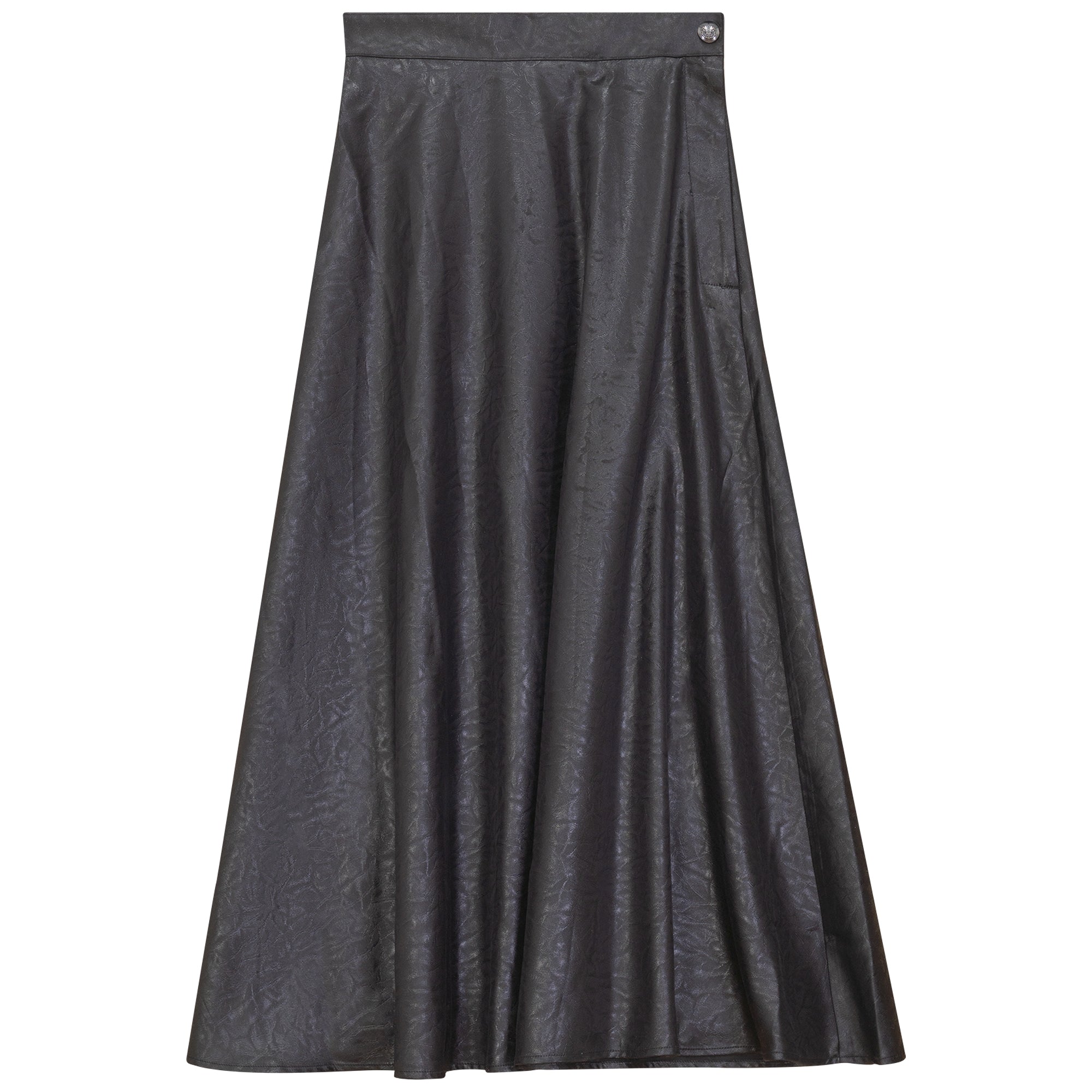 Accordion Pleated Leather Look Midi Skirt in by NYC Factory