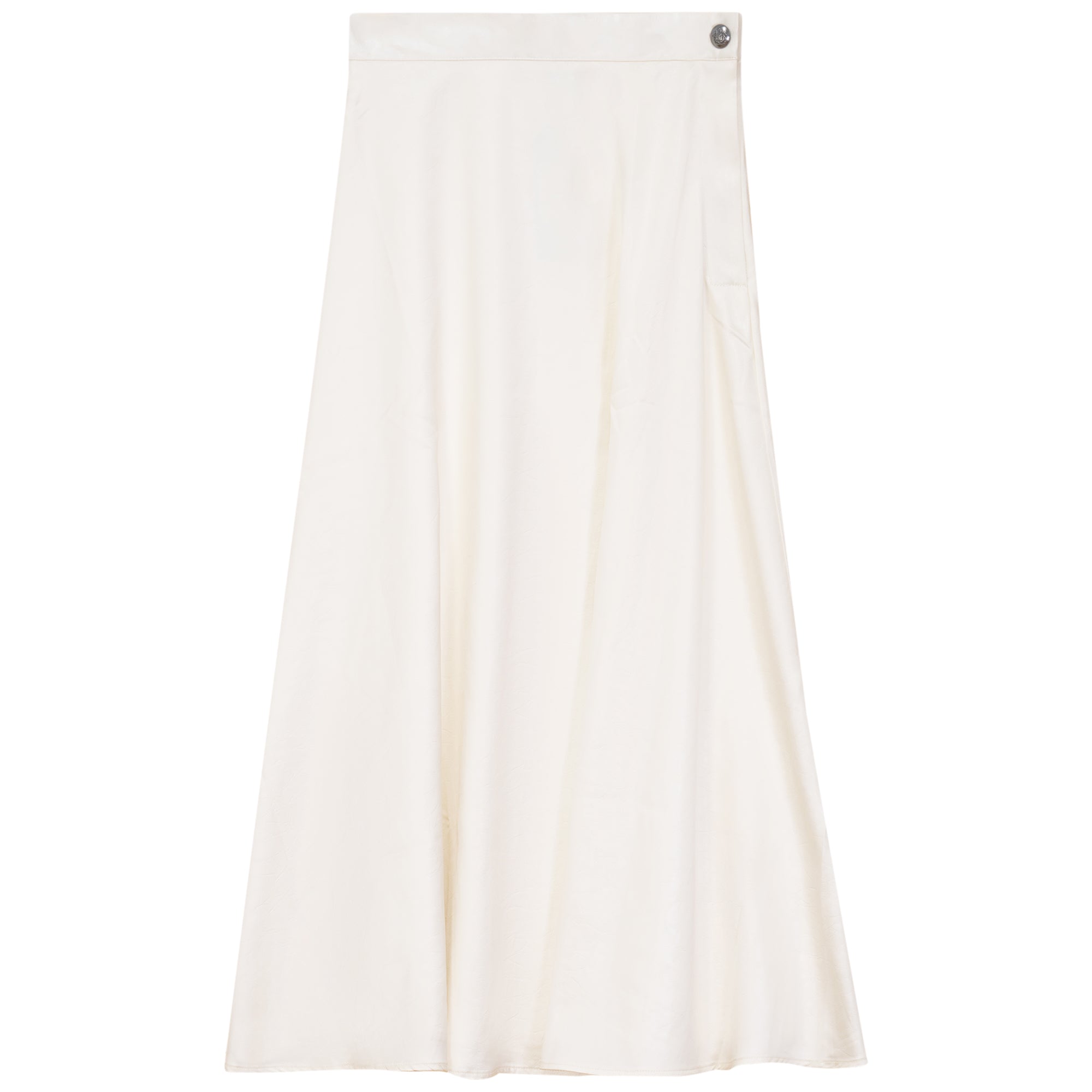 Accordion Pleated Leather Look Midi Skirt in Cream by NYC Factory