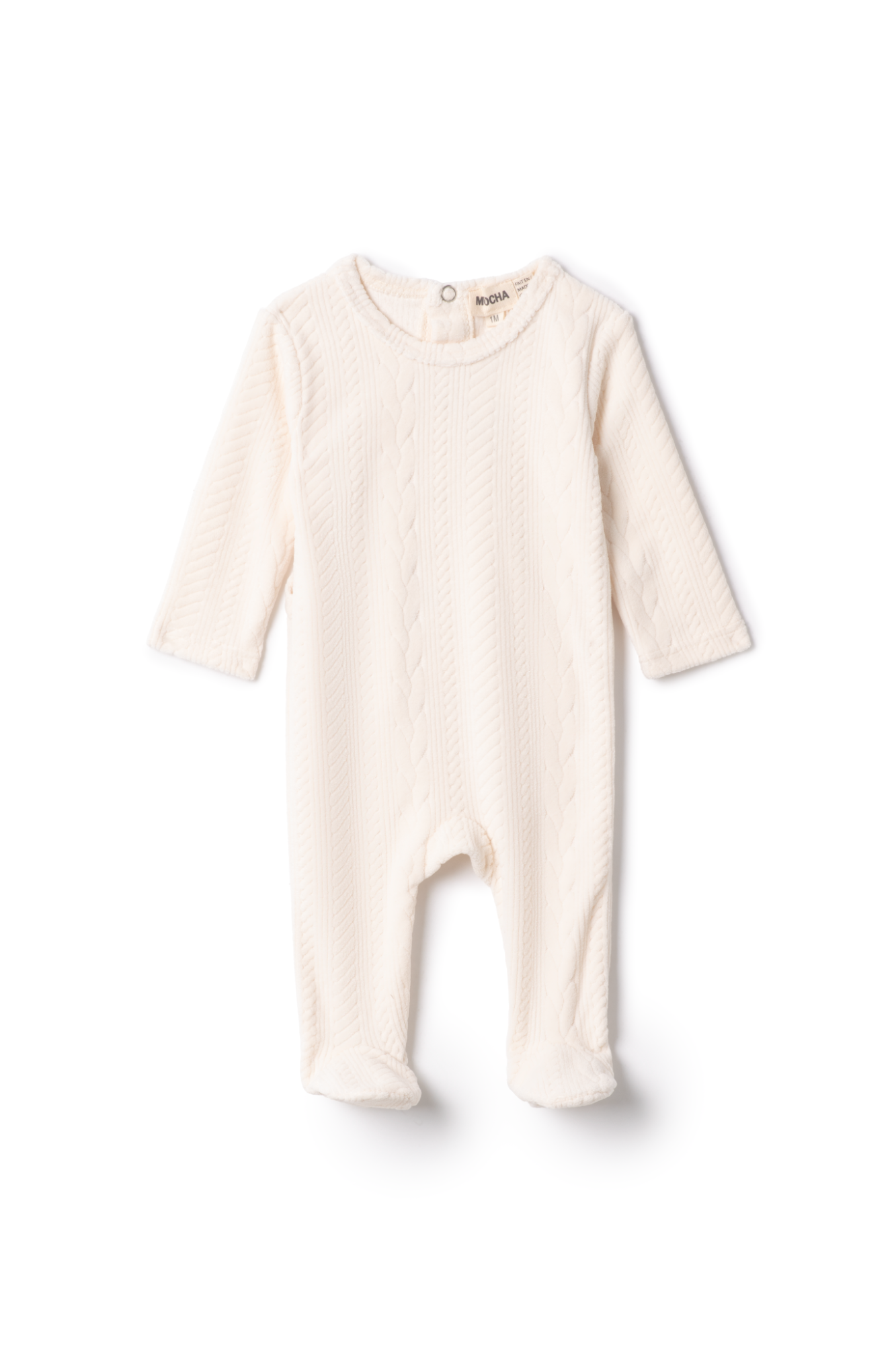 Cable Textured Onesie in Off White by Mocha