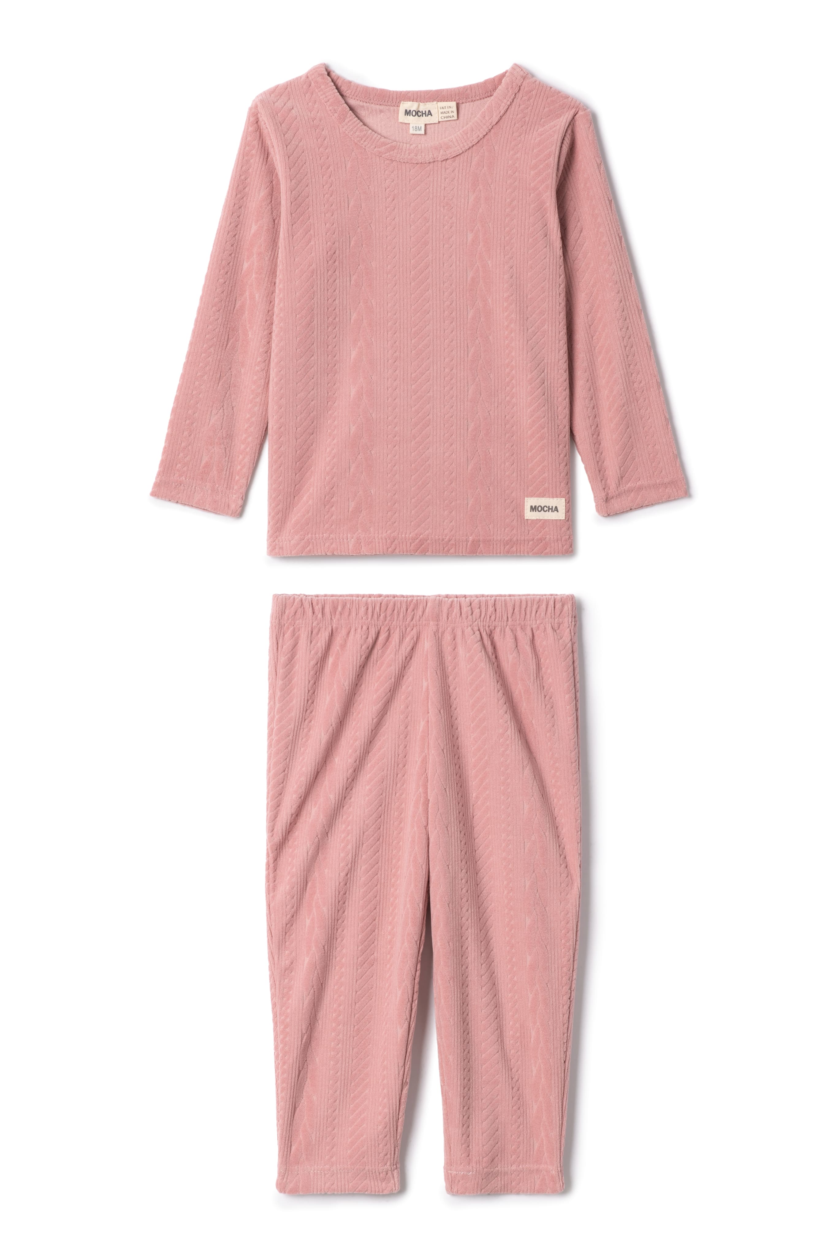 Cable Textured Velour Set in Maple by Mocha