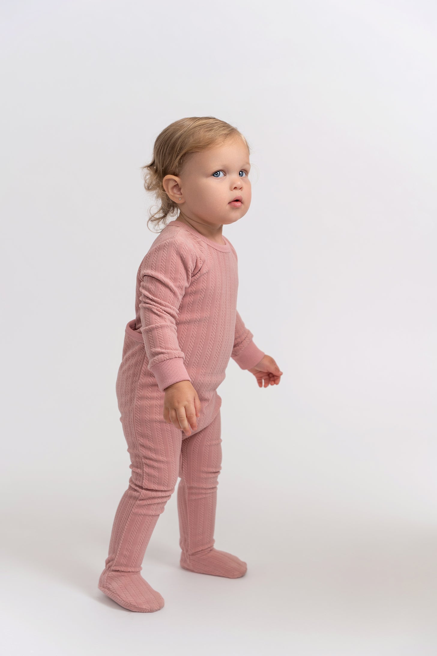 Cable Textured Onesie in by Mocha