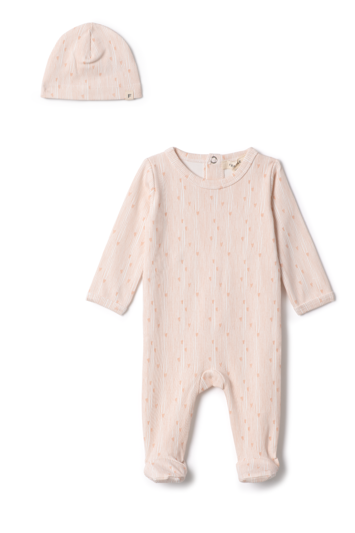 Line Print Onesie in Powder Rosette by Fragile
