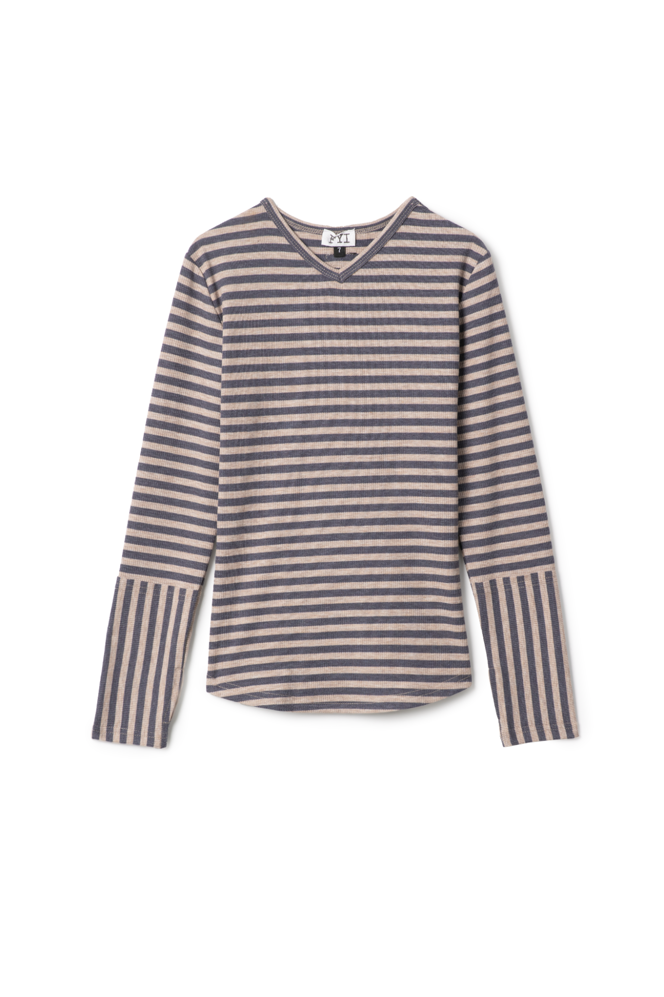 Stripped Vneck Top in Denim by FYI