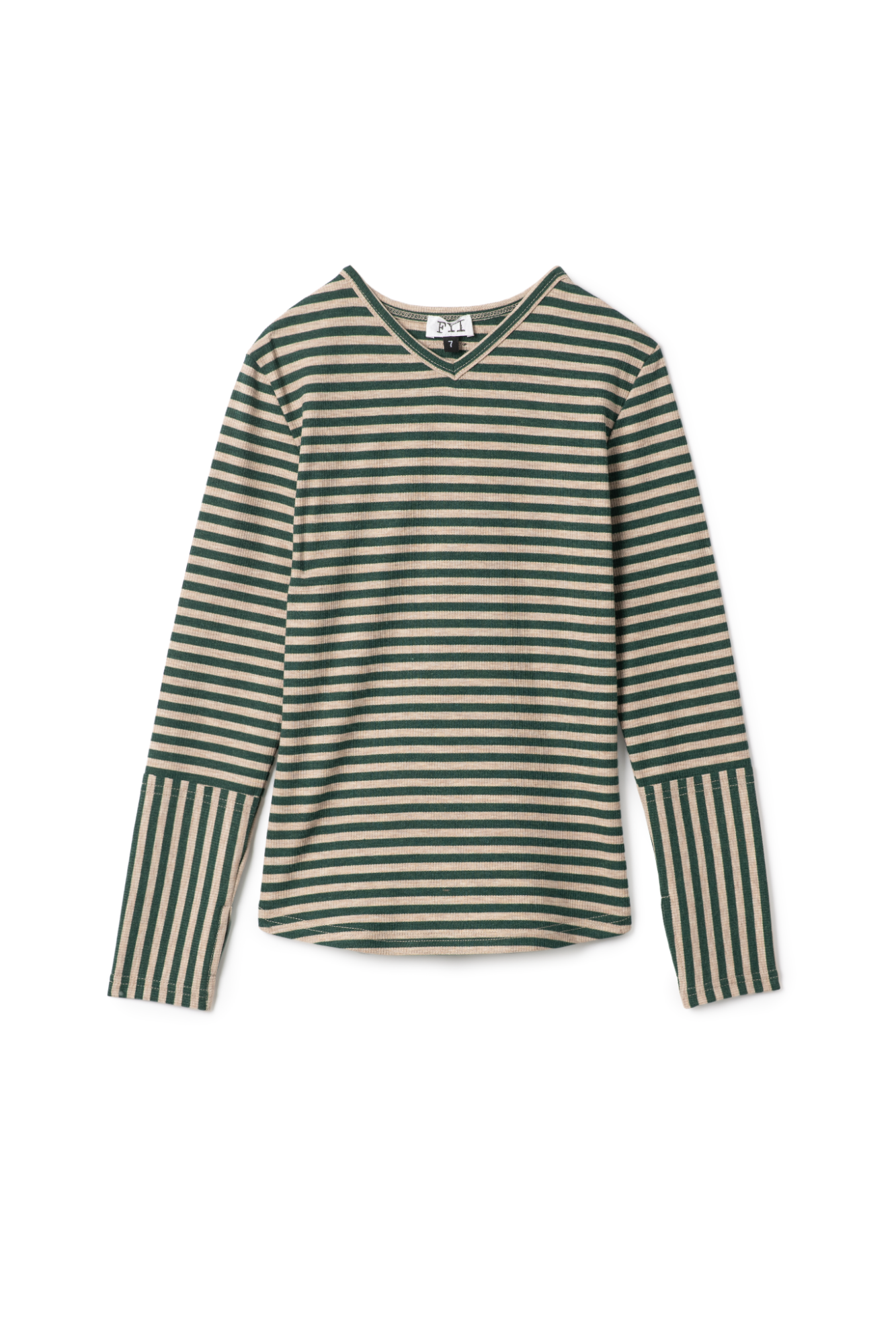 Stripped Vneck Top in Green by FYI