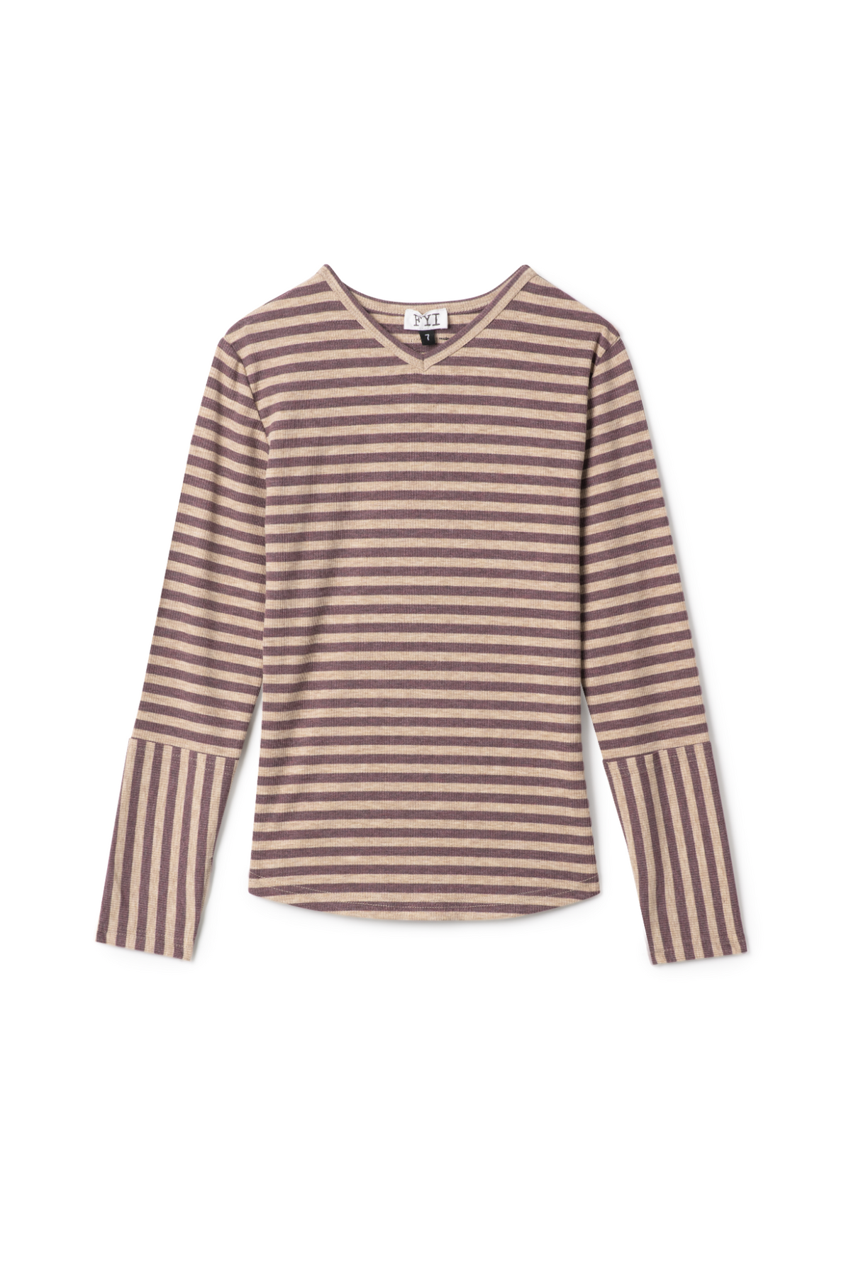 Stripped Vneck Top in Mauve by FYI