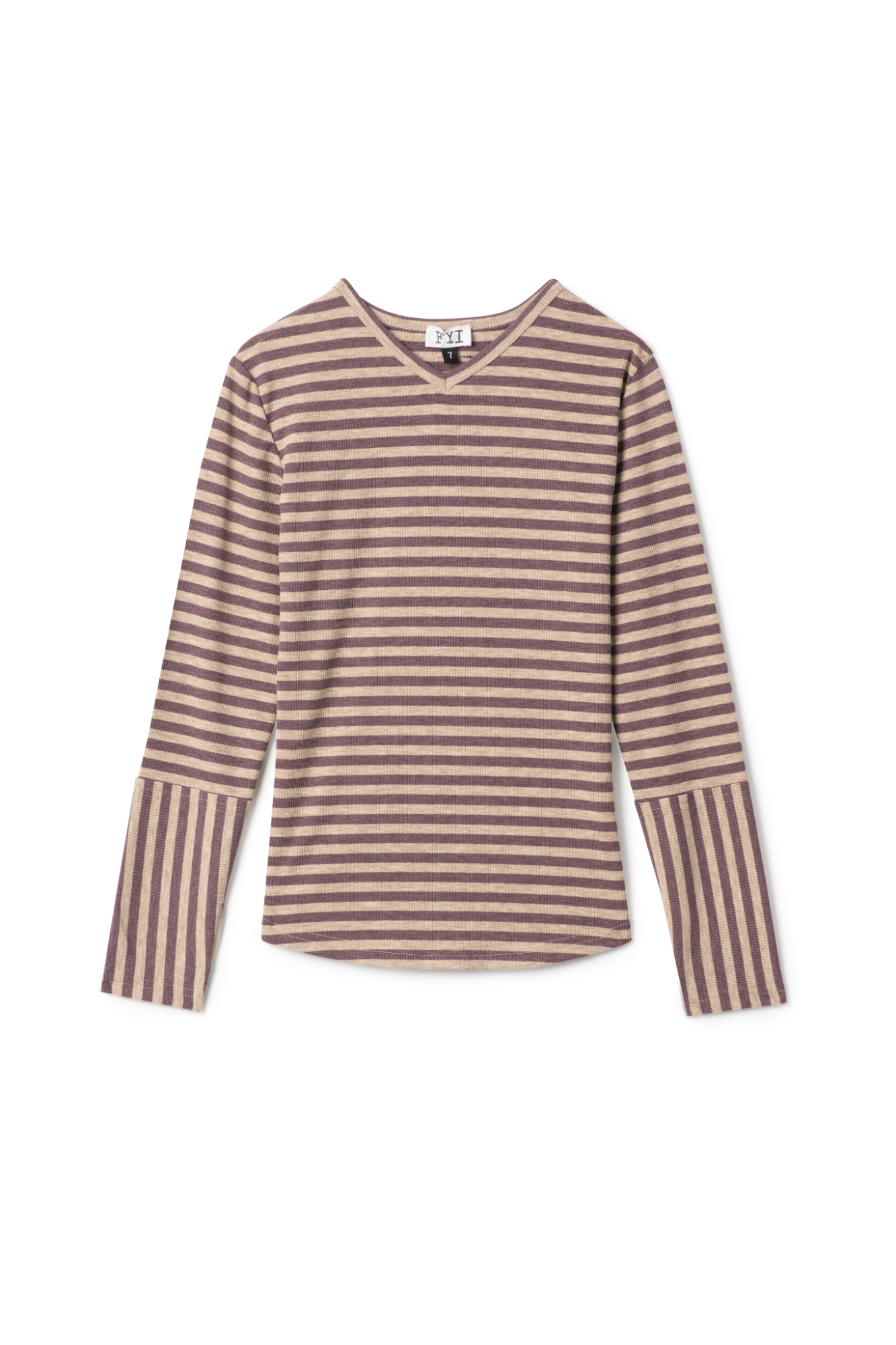 Stripped Vneck Top in Mauve by FYI