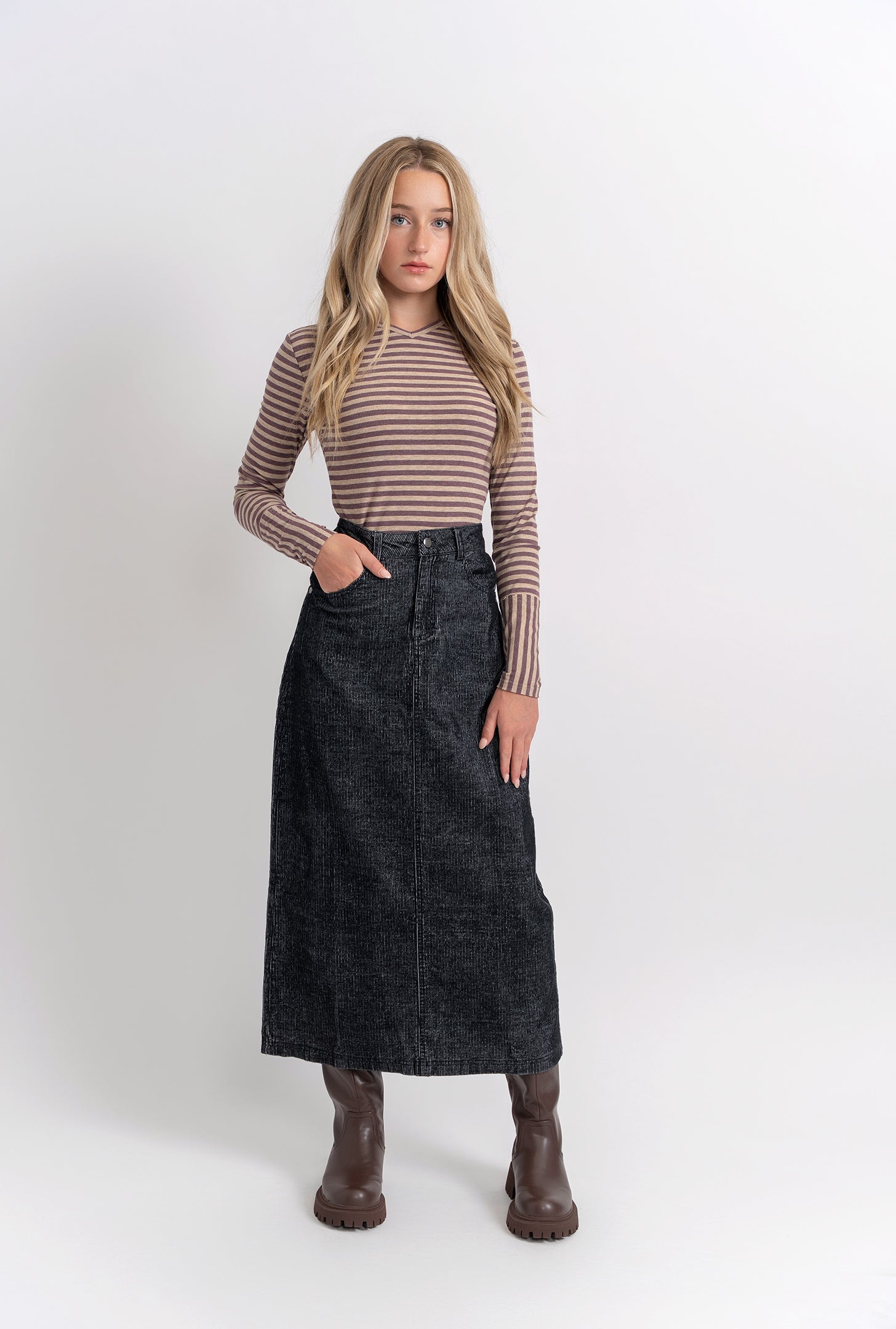 Stripped Vneck Top in by FYI