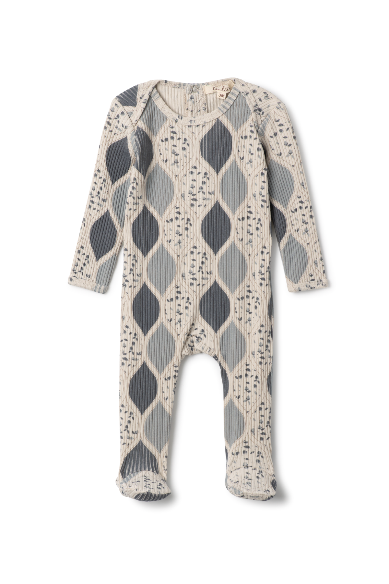 Pattern Print Rib Onesie in Blue 3 Months by Lola
