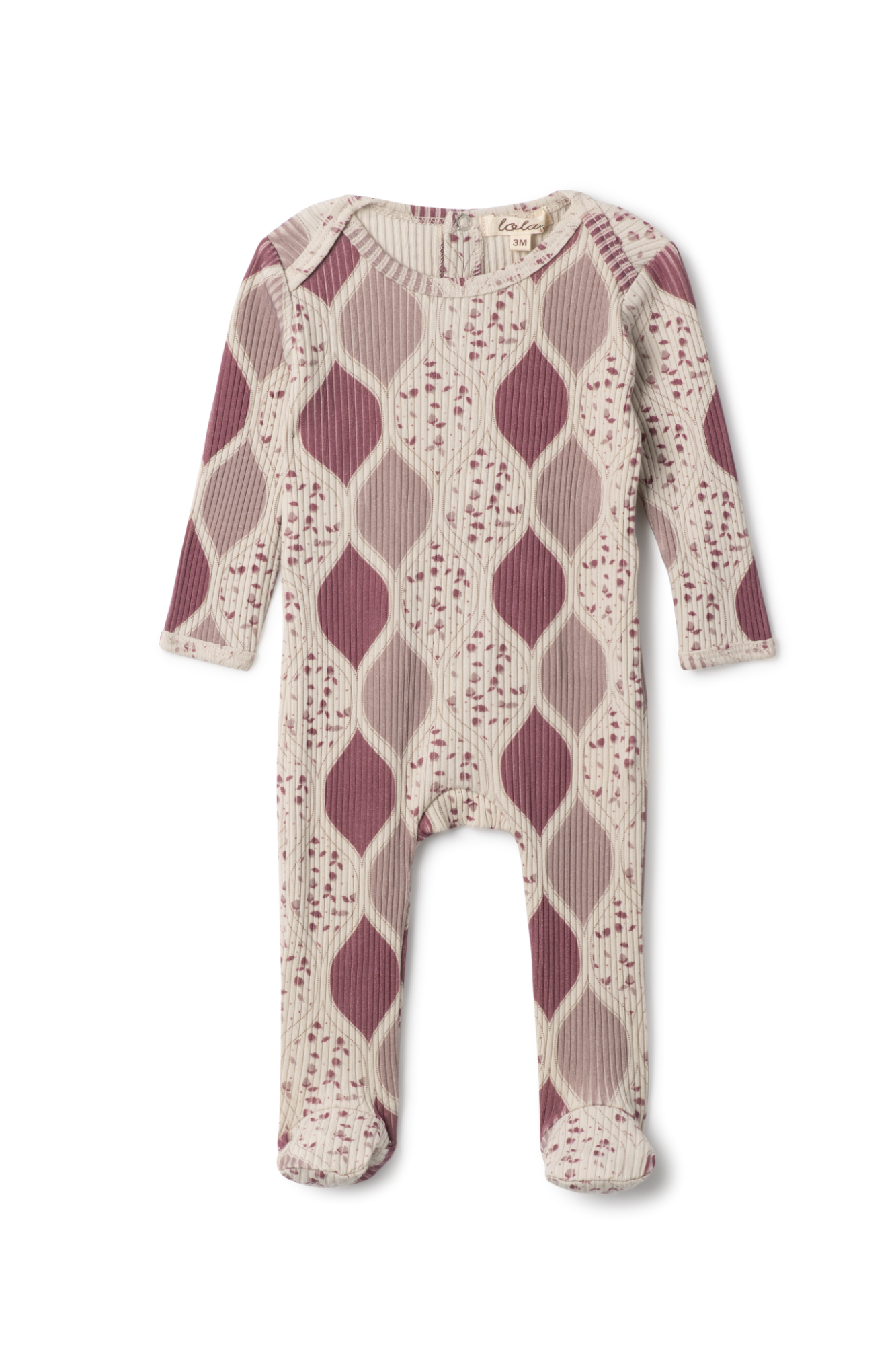 Pattern Print Rib Onesie in Pink 3 Months by Lola
