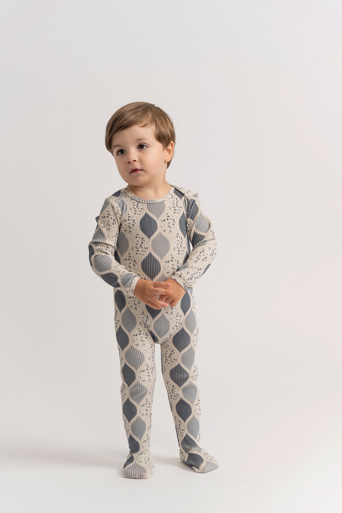 Pattern Print Rib Onesie in Pink 3 Months by Lola