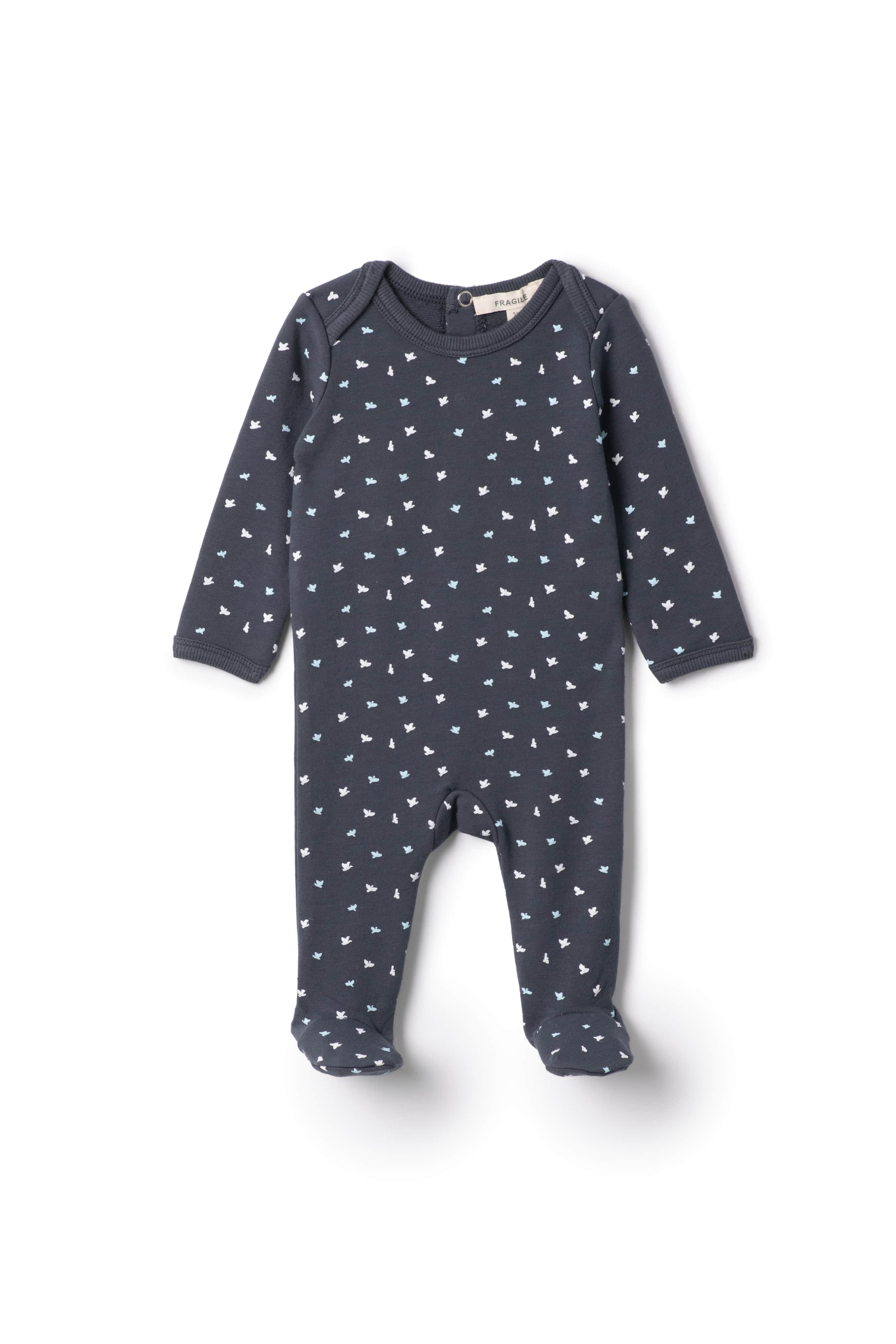Bird Print Onesie in Navy 3 Months by Fragile