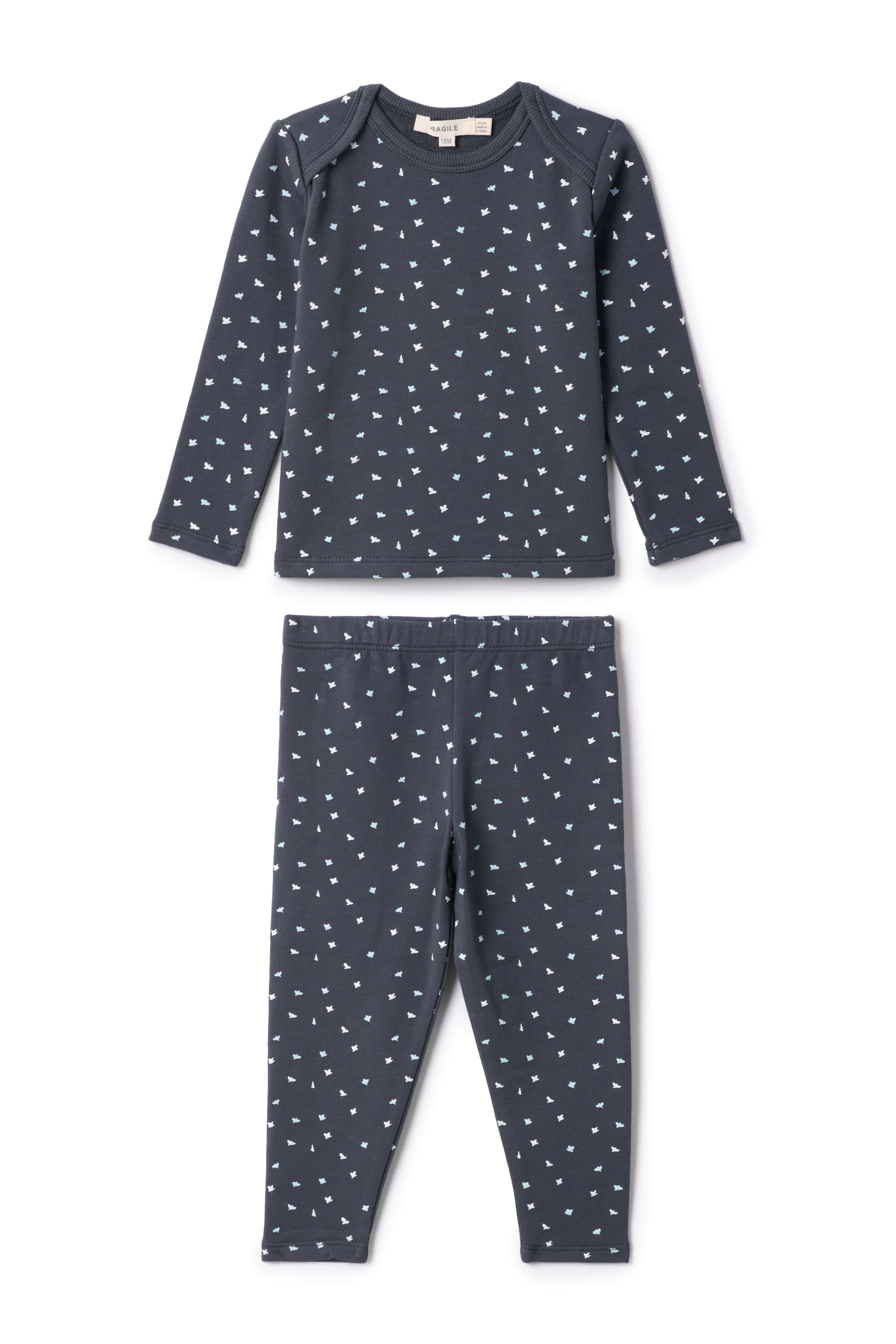 Bird Print 2Pc Set in Navy by Fragile