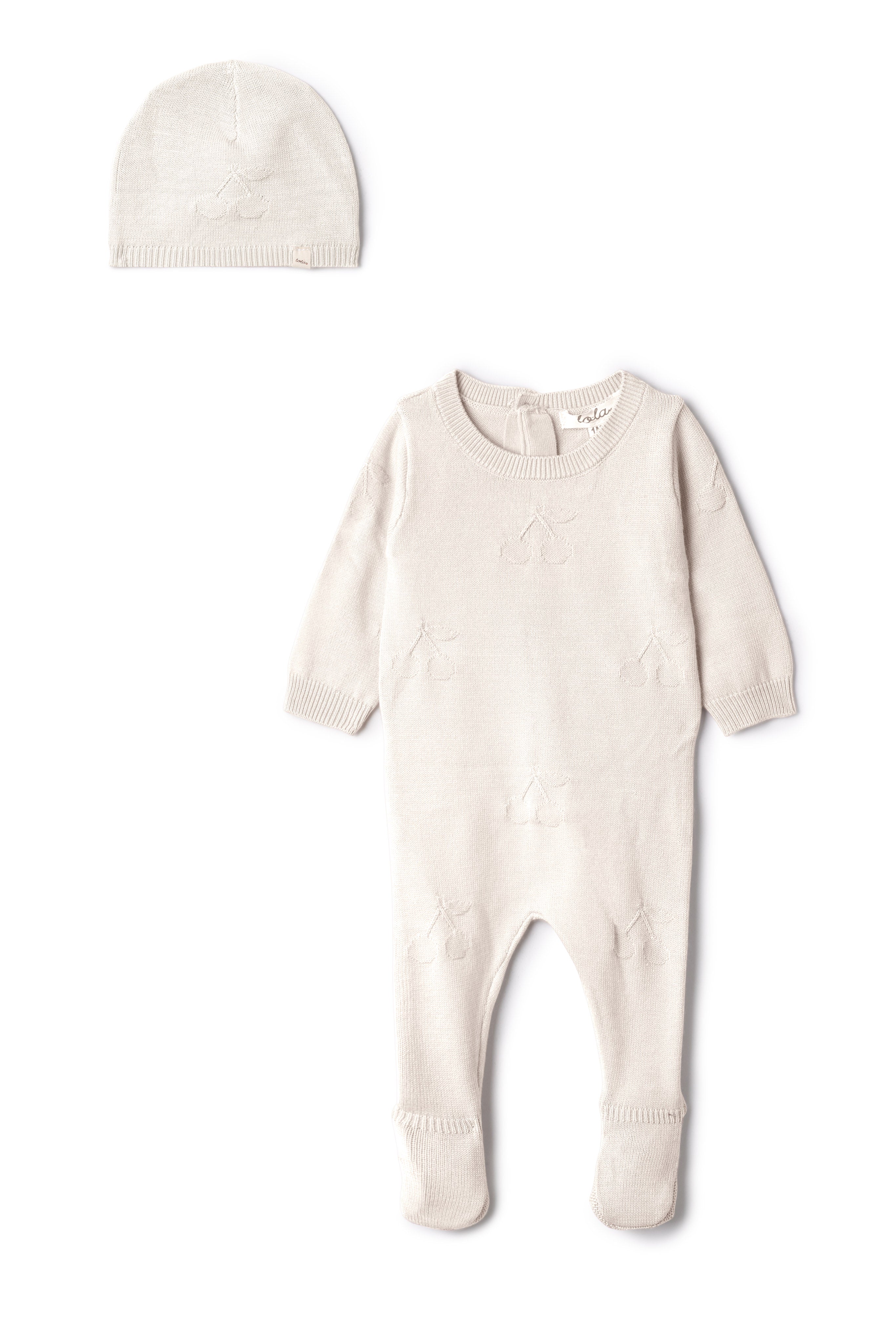 Cherry Knit Onesie in Cream by Lola