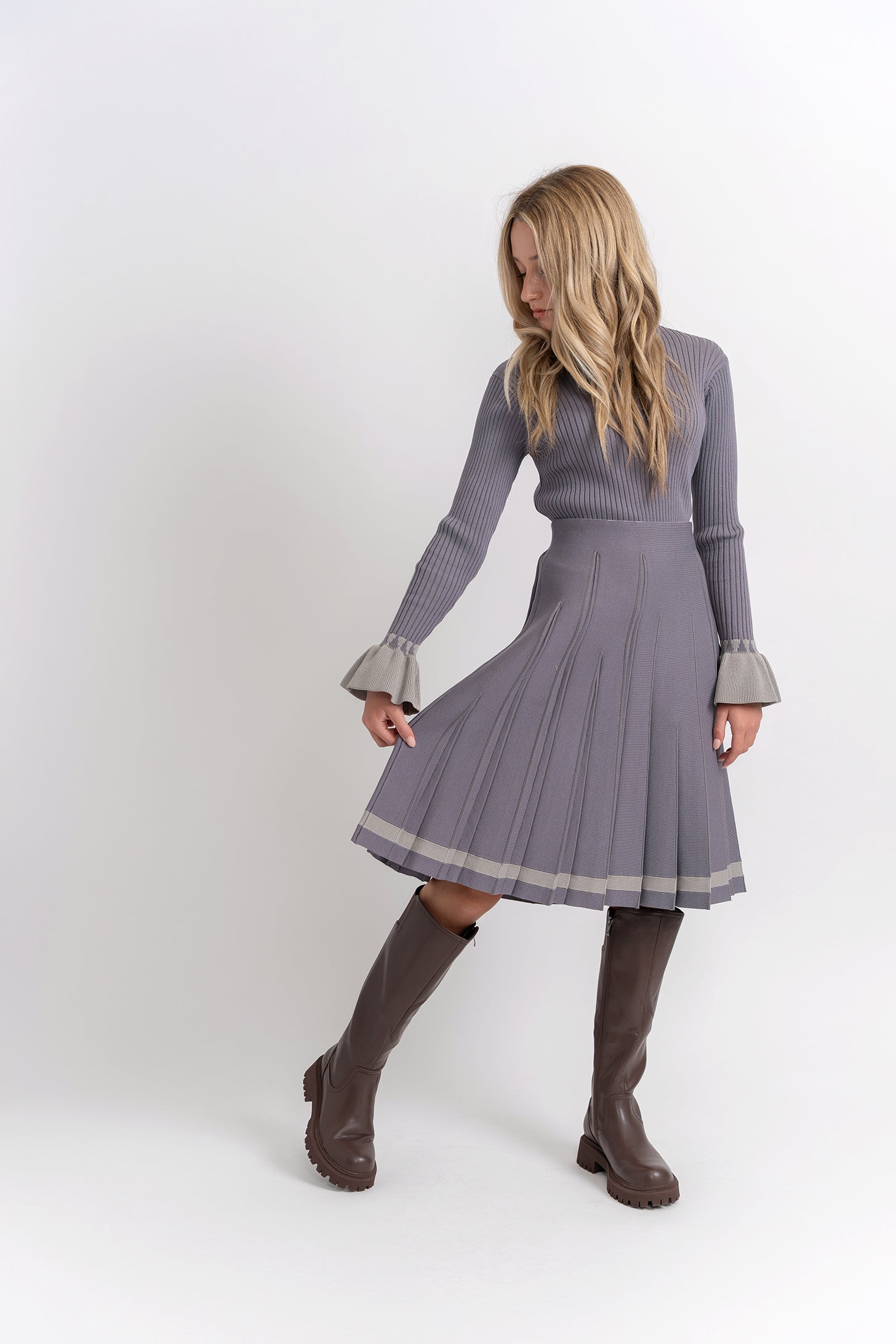 Uneven Pleated Skirt in by Joie De Vivre