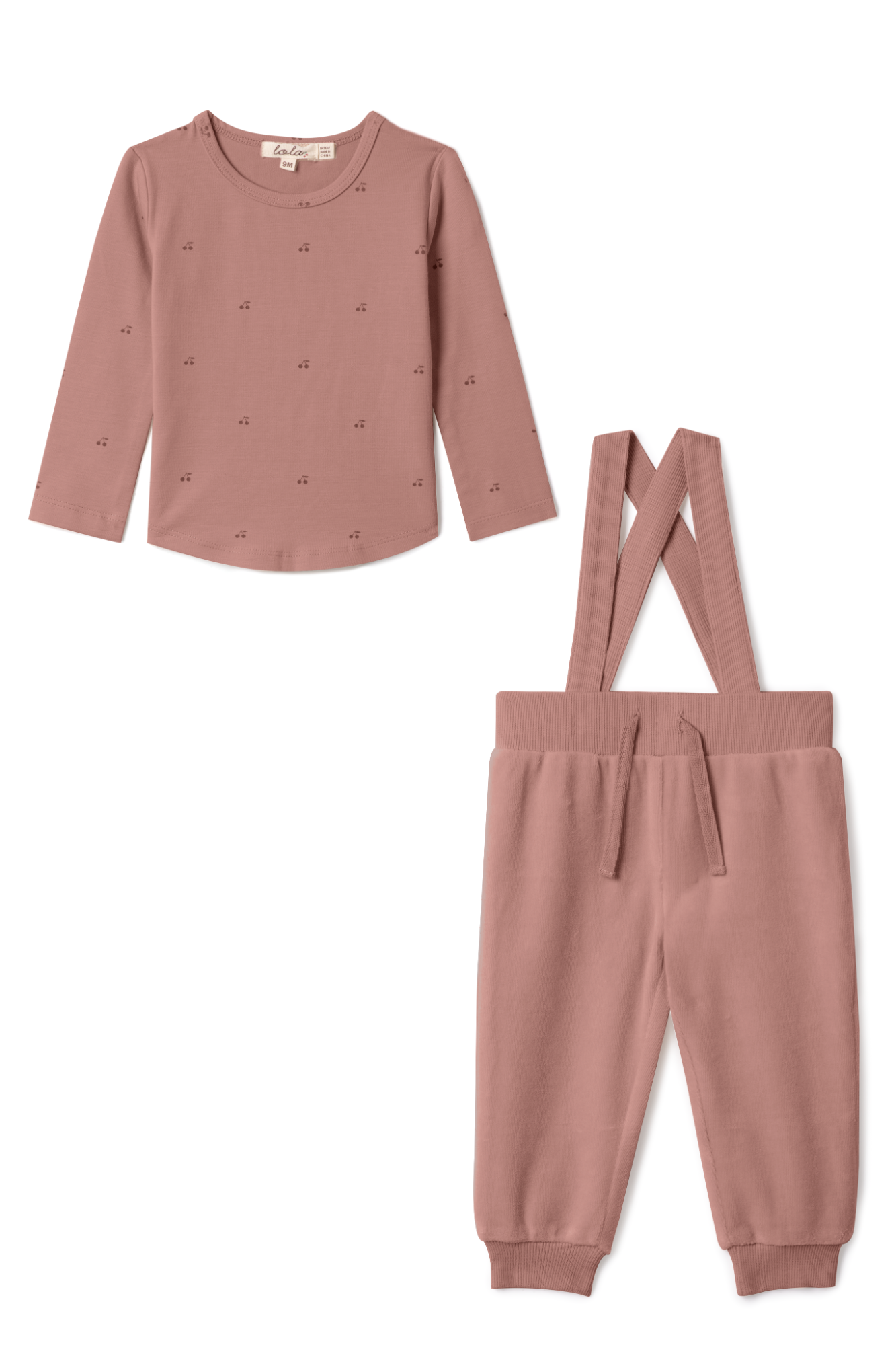 Cherry Print Overall Set in Blossom by Lola