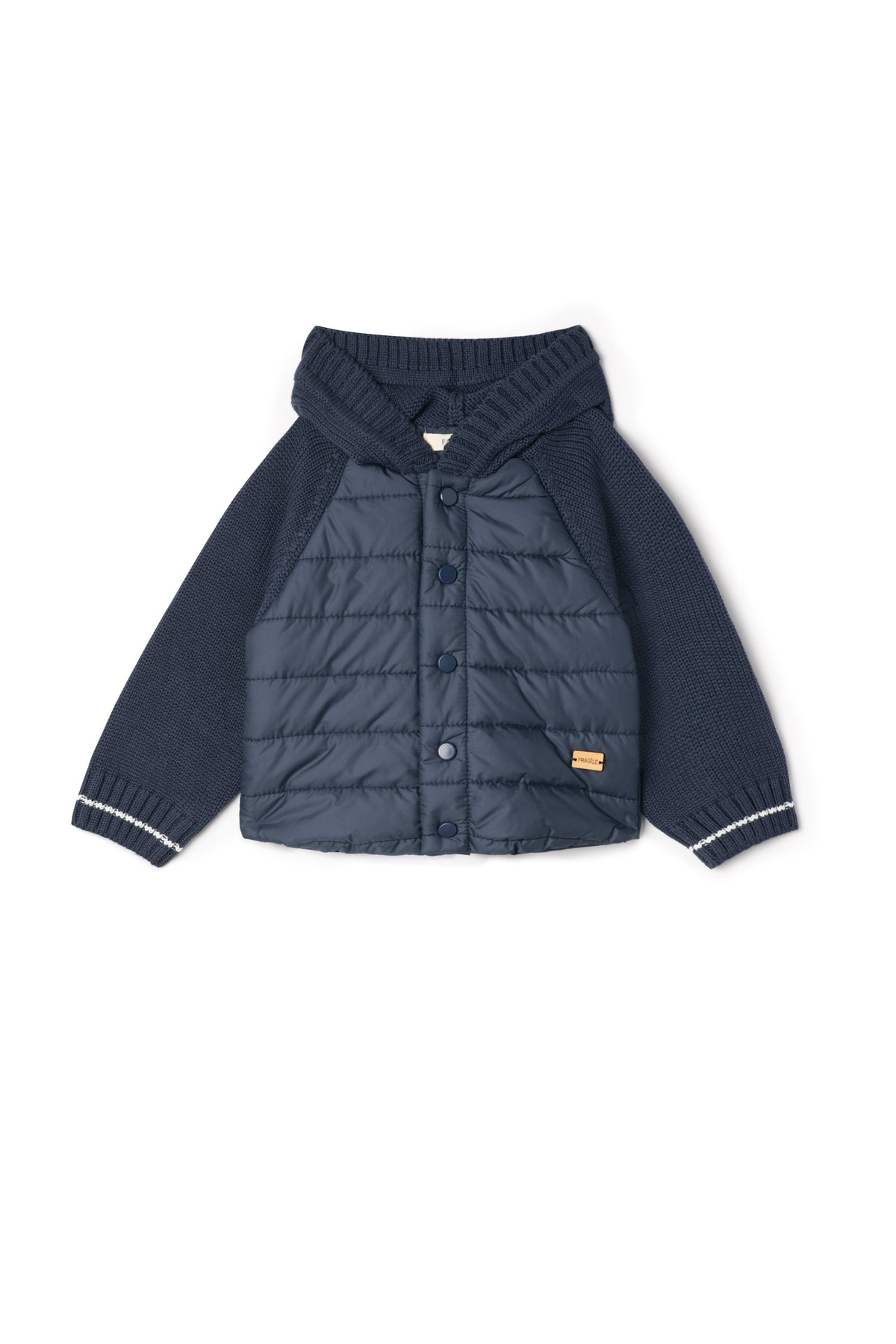 Quilted Hood Coat in Navy by Fragile