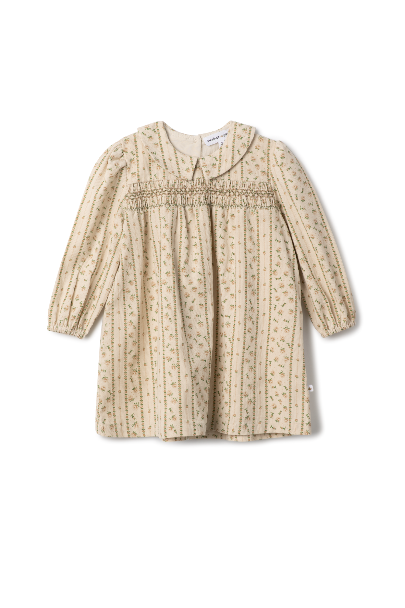 Corduroy Stripe Dress in Cream by Charlotte & George