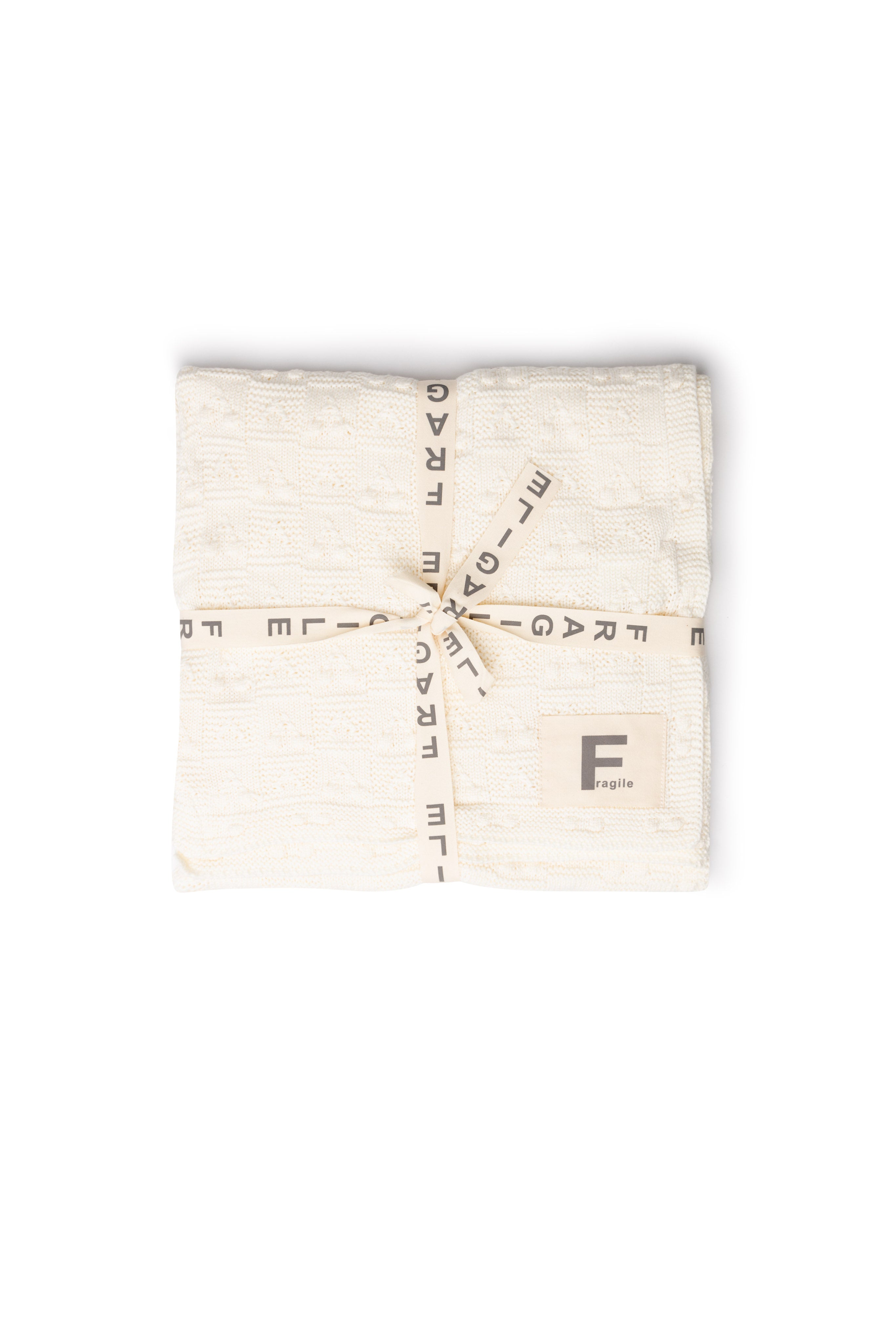 Textured Knit Blanket in Off White One Size by Fragile
