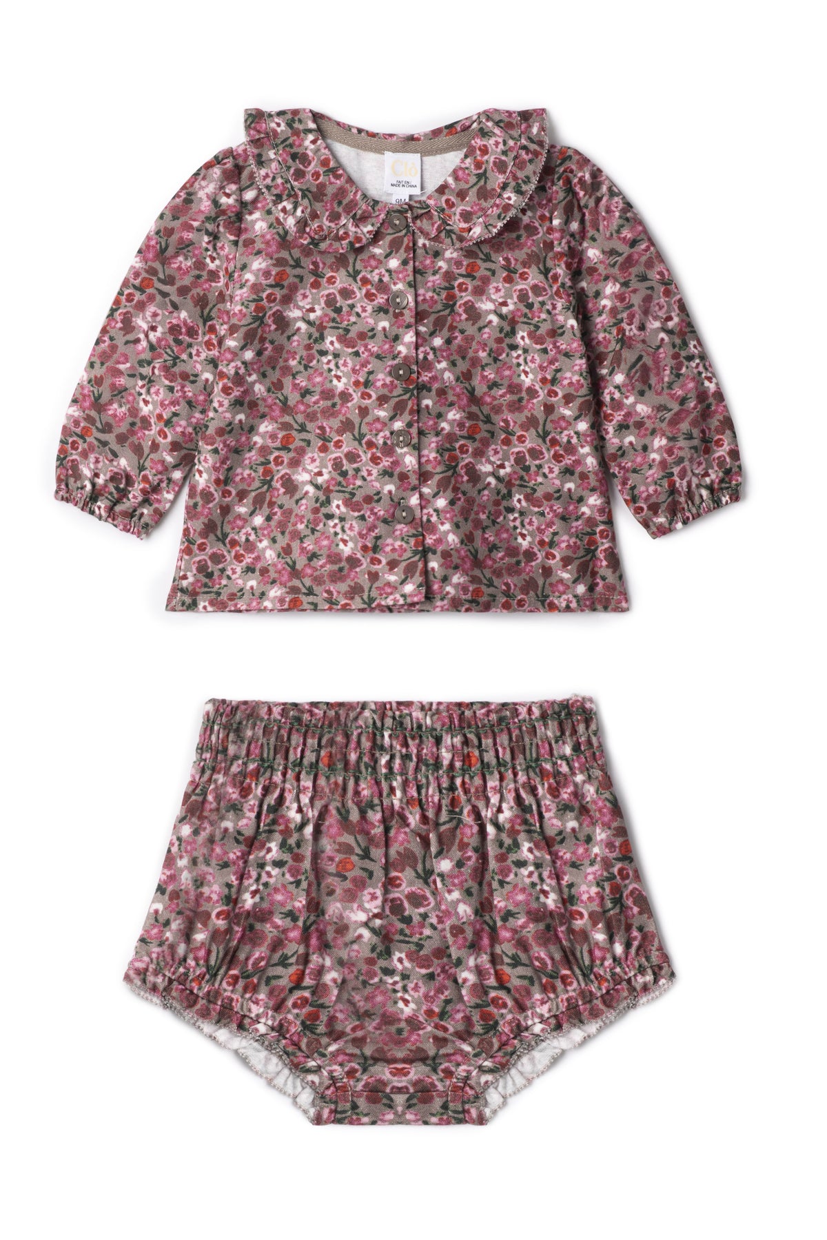 Flower Print Lace Set in Grey by Clô