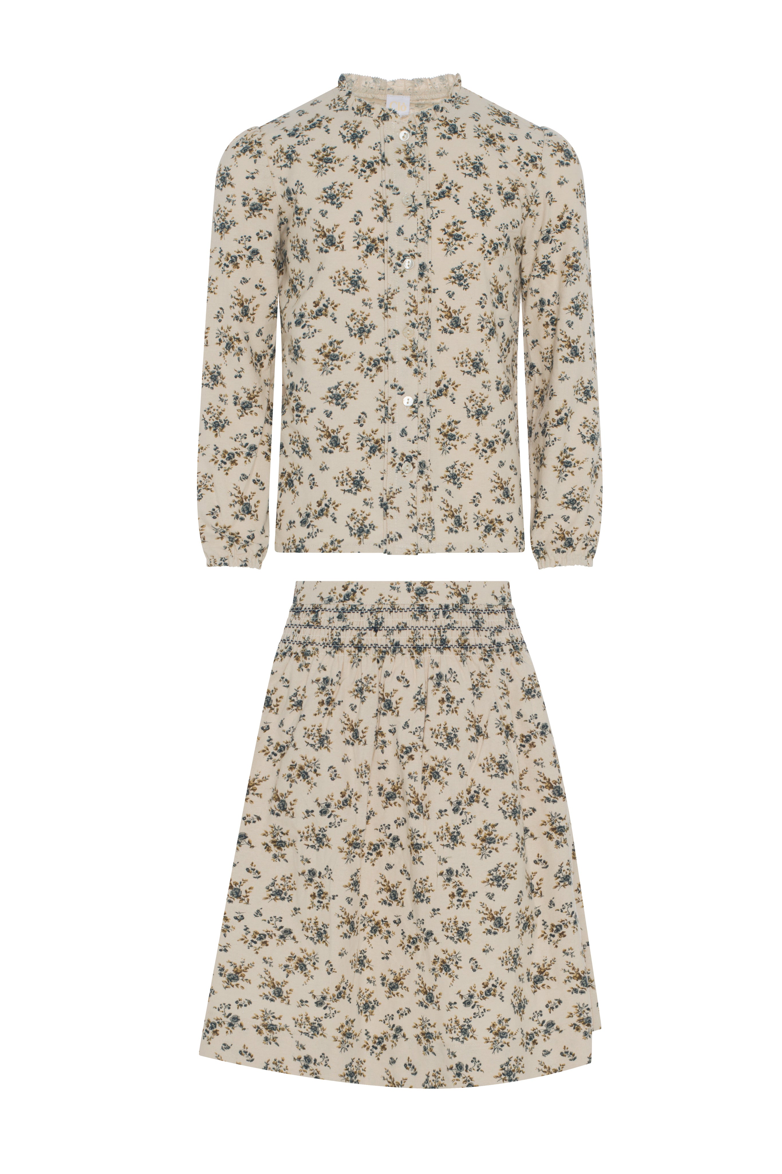 Flower Print Lace Skirt Set in Cream by Clô