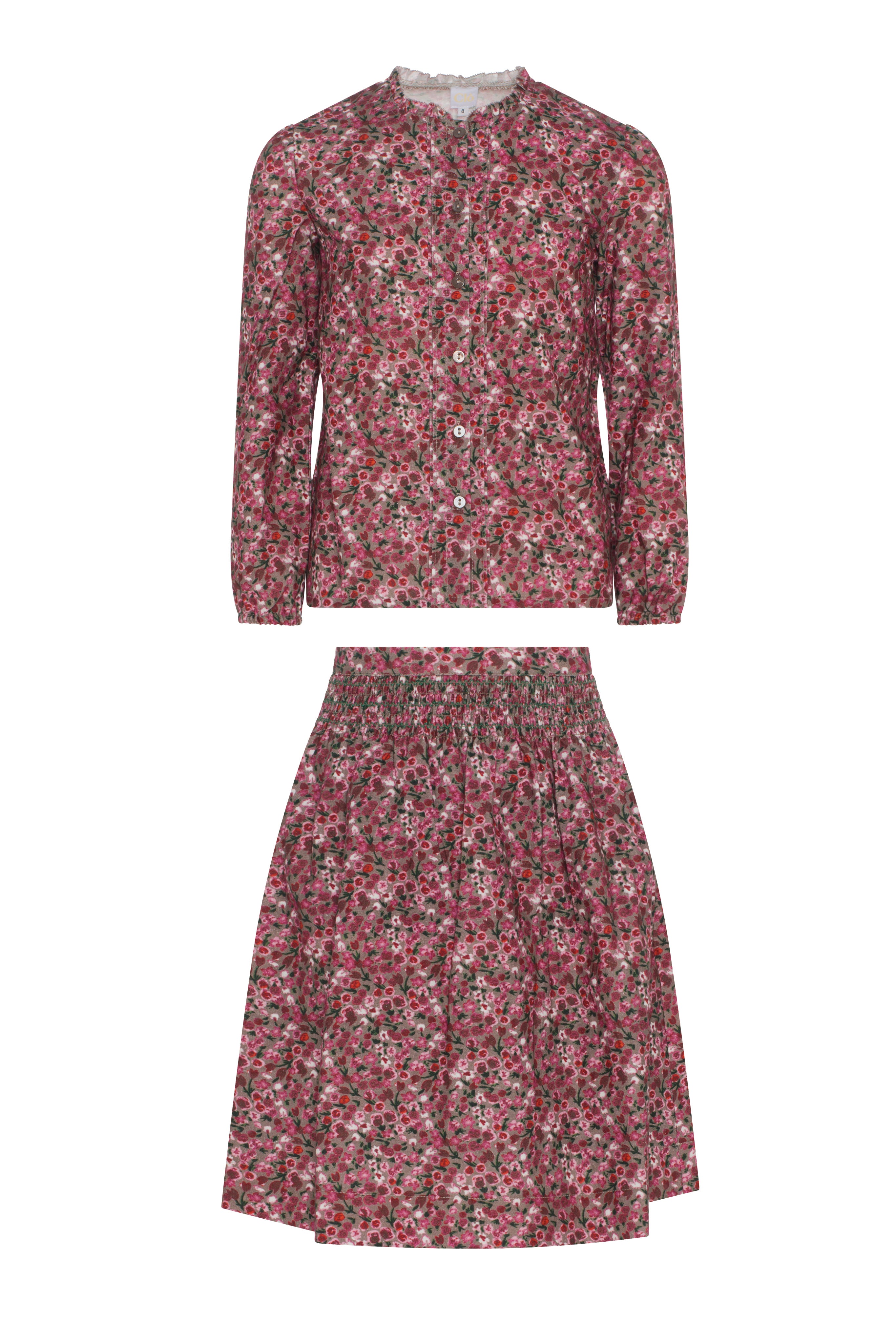 Flower Print Lace Skirt Set in Grey by Clô